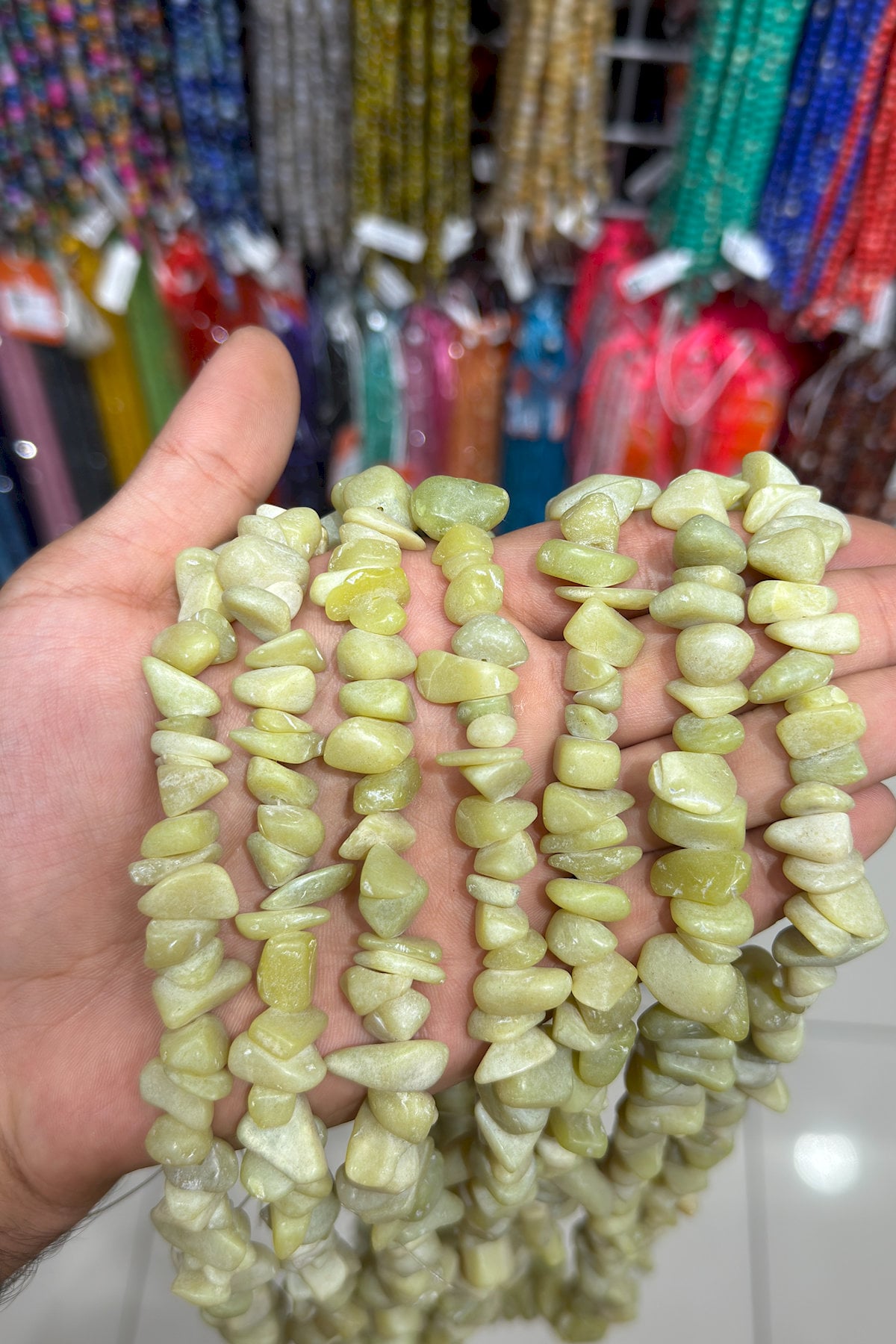 Olivin Natural Large Broken Stone String Of Beads