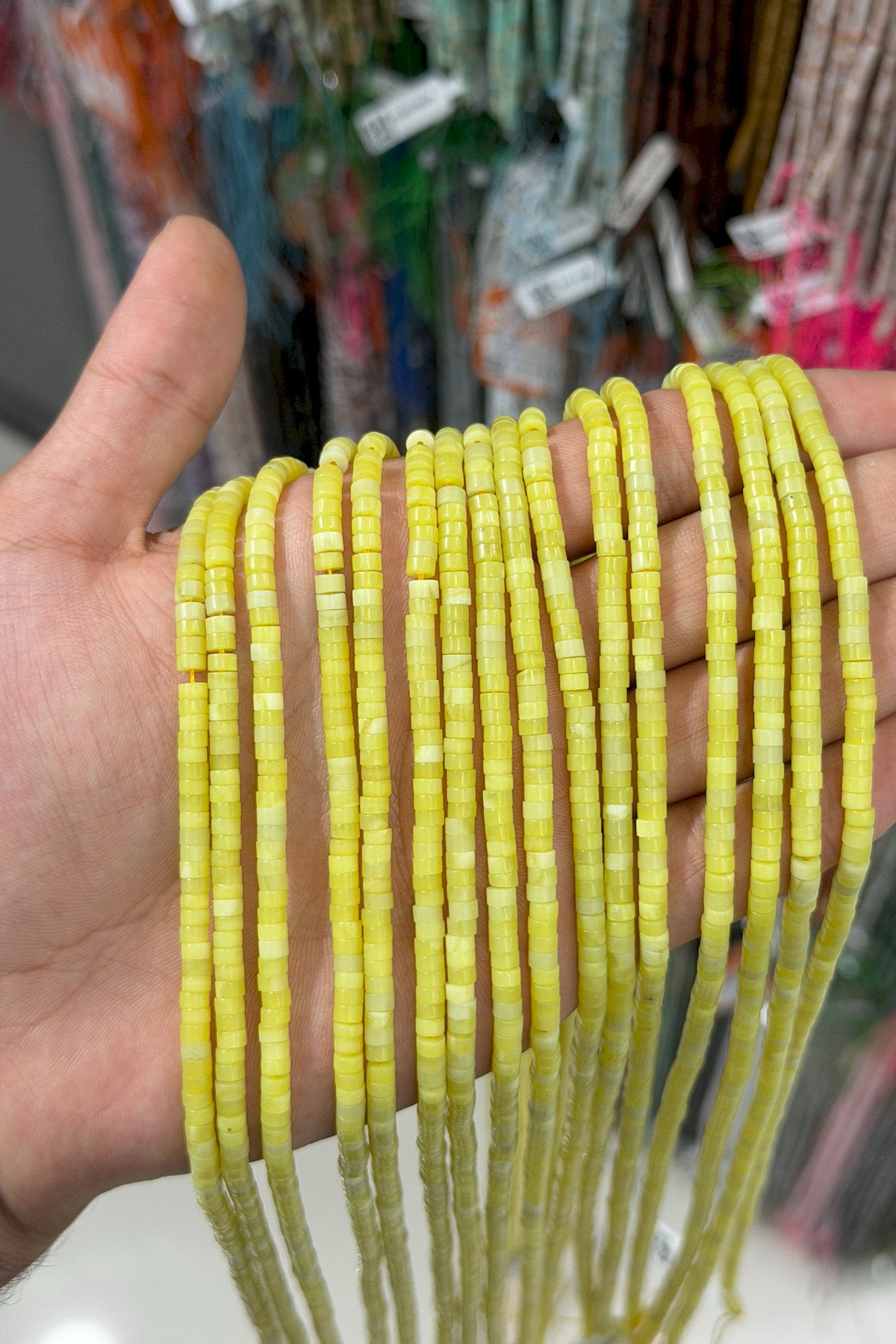 Jade Natural Stone Shiny Dore Cut 4x2mm String Of Beads