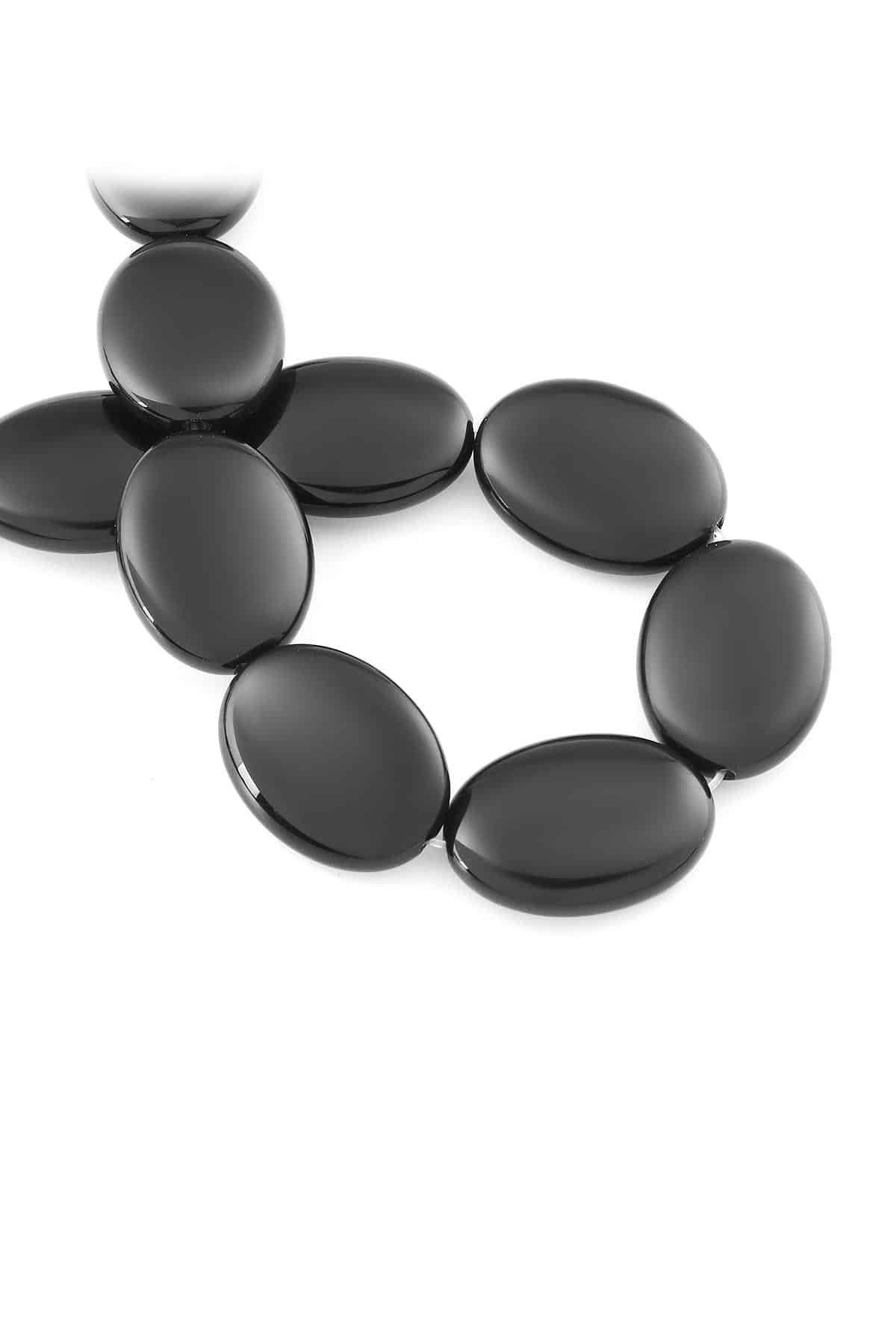 Onyx Natural Stone Shiny Oval Cut 20x30mm String Of Beads