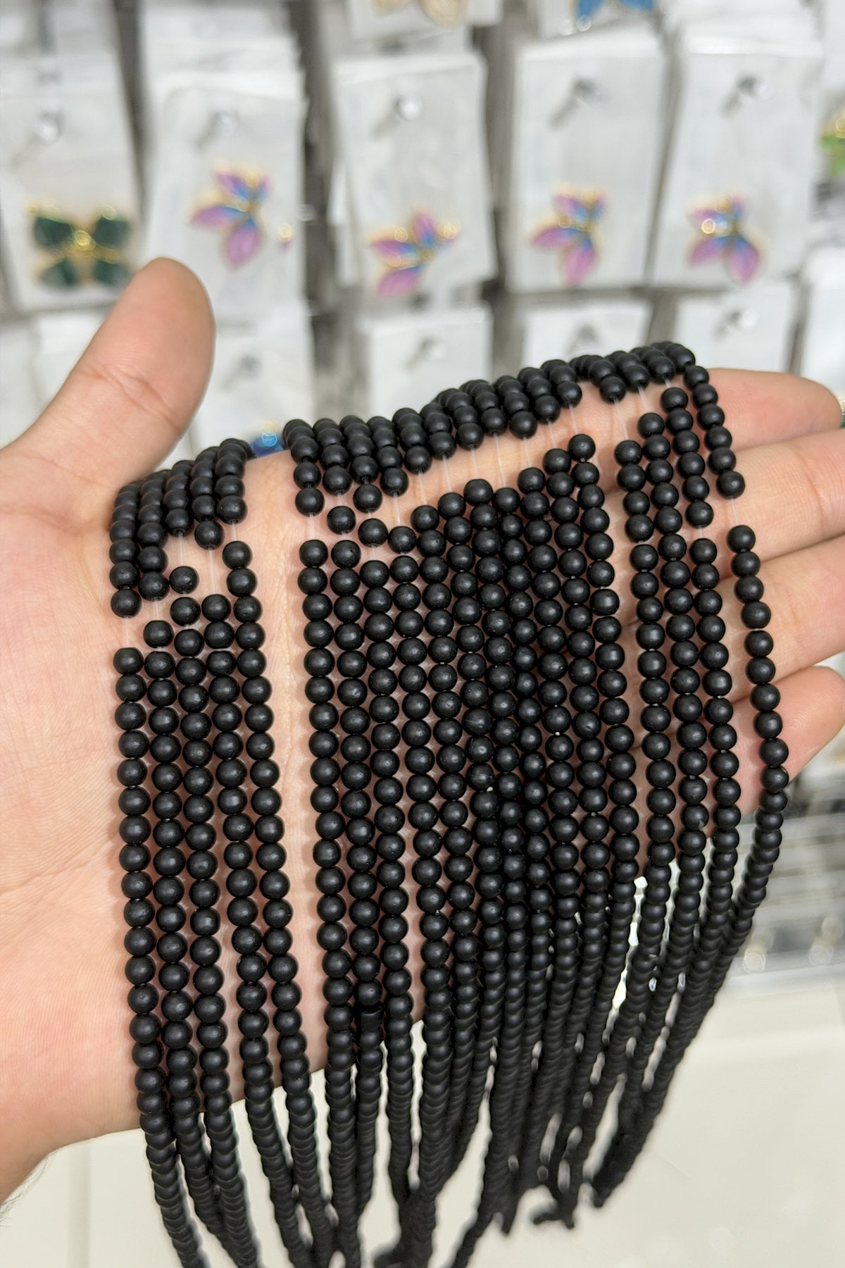 Oniks Taşı Küre Kesim Mat Siyah 4mm Doğal Taş Dizi