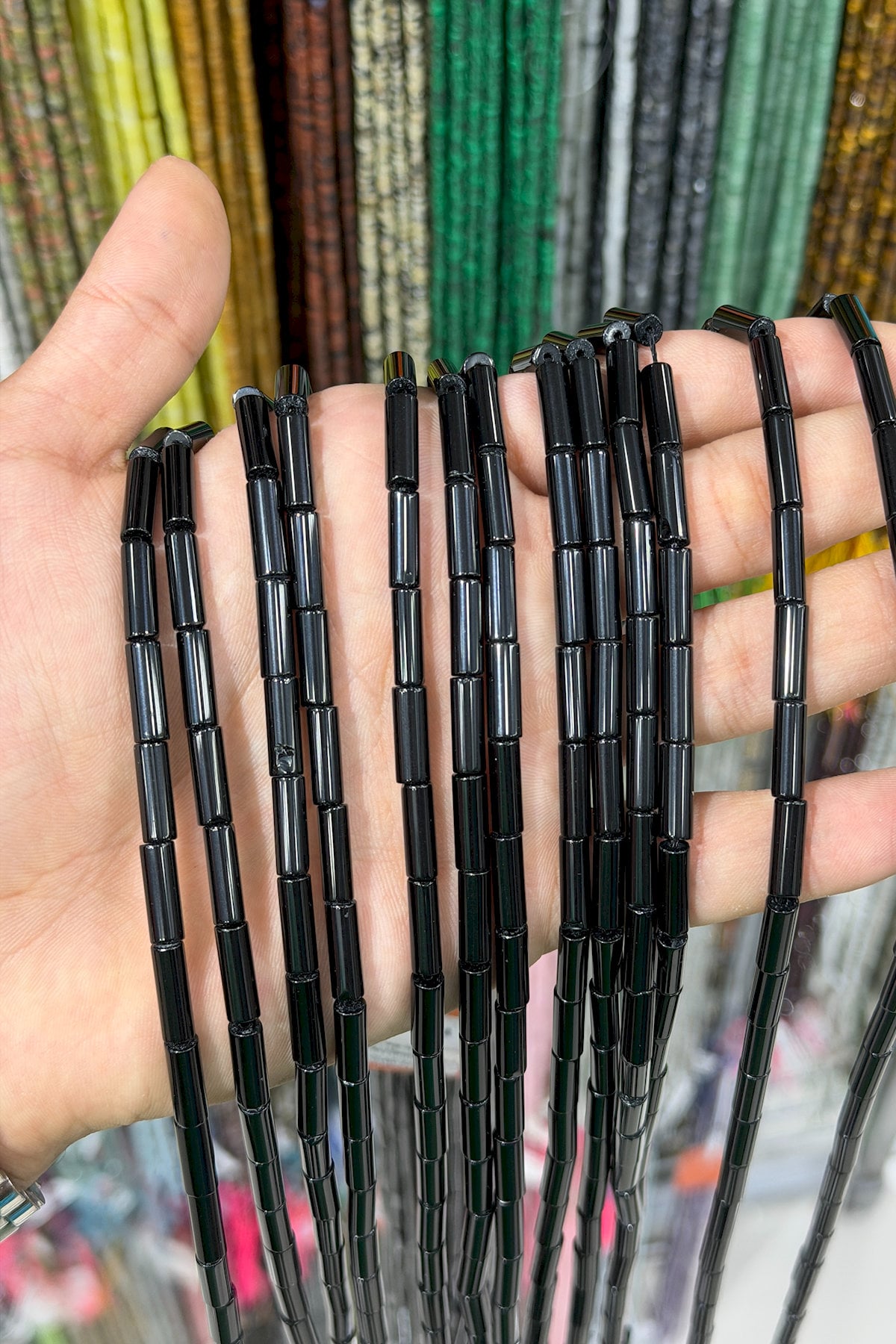 Oniks Taşı Silindir Kesim 4x13mm Doğal Taş Dizi