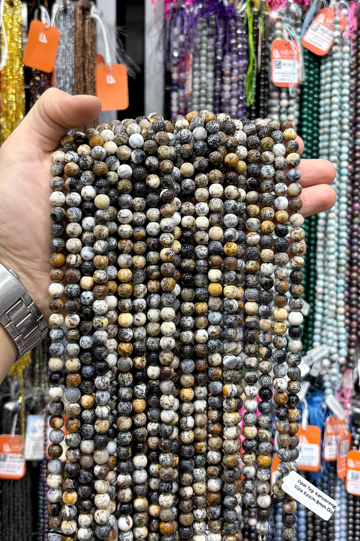 Opal Taşı Kahverengi Küre Kesim 8mm Dizi