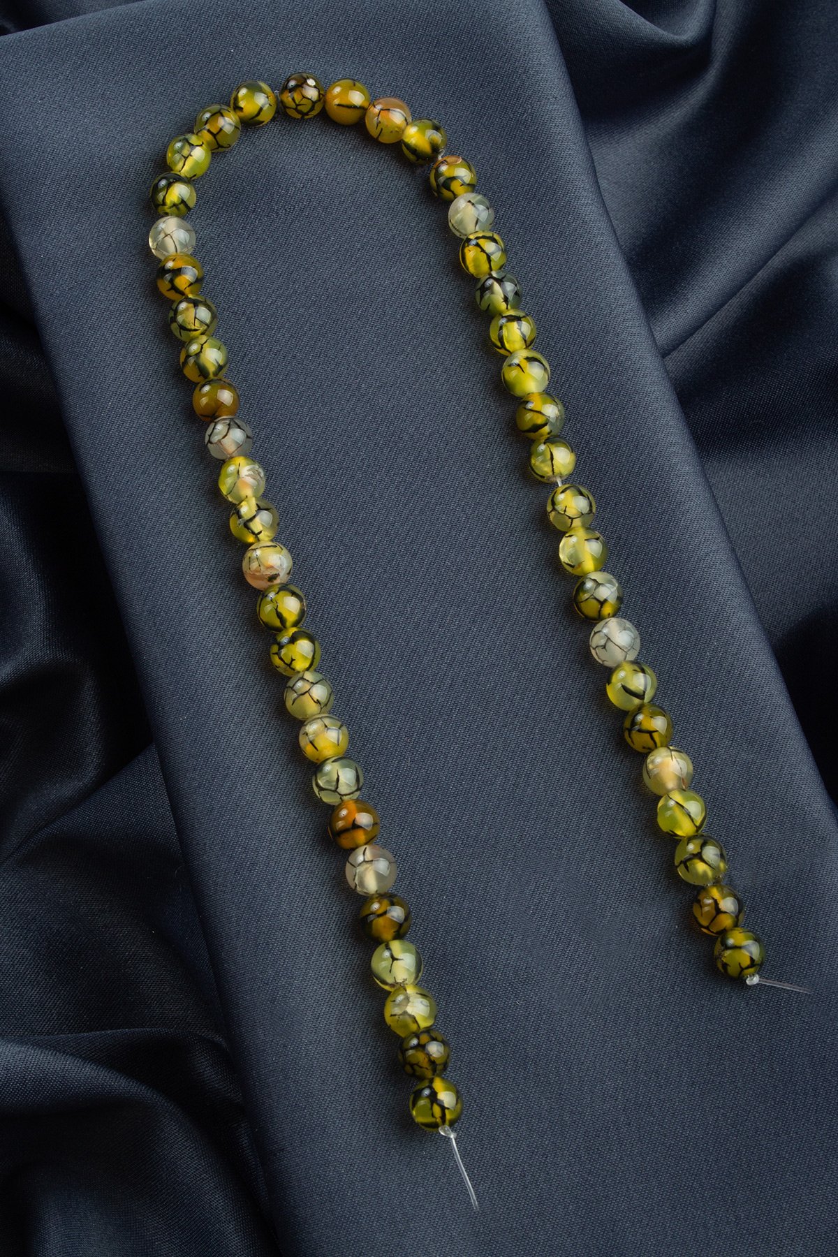 Örümcek Akik Doğal Taş Parlak Yeşil Küre Kesim 8mm Dizi [Ab+]