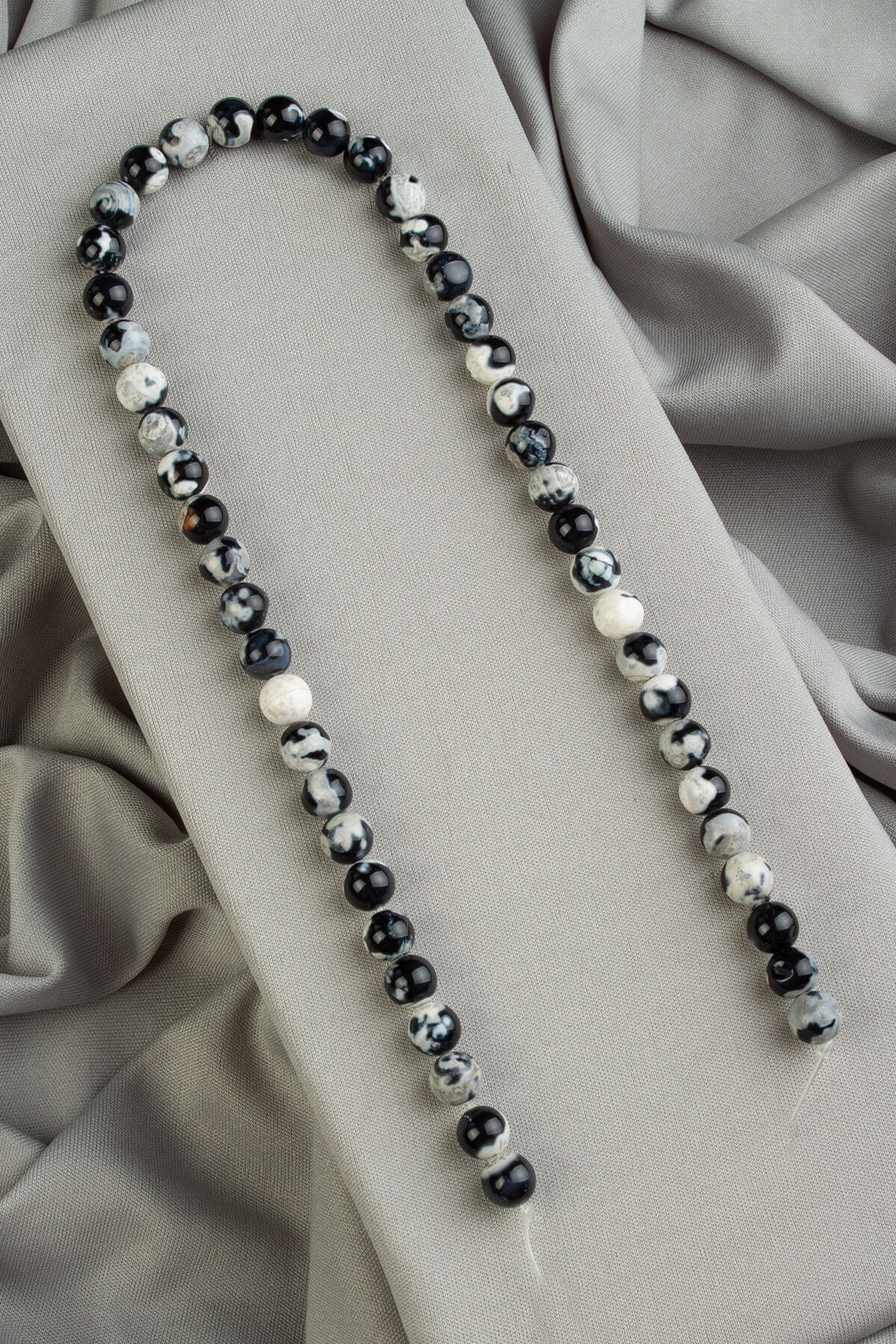 Pat Pat Akik Doğal Taş Parlak Siyah Küre Kesim 8mm Dizi [AA]