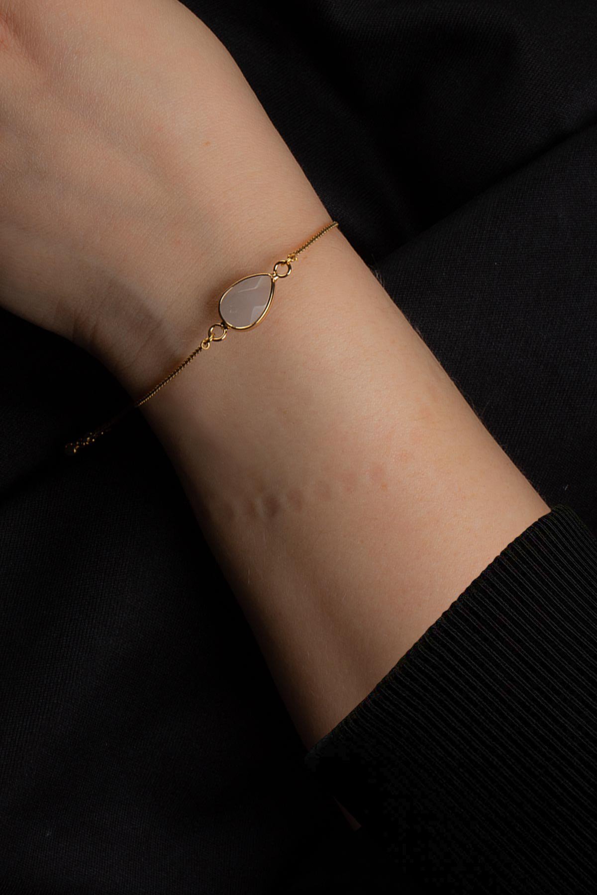 Pembe Kuvars Doğal Taş Asansör Sistemli Bileklik