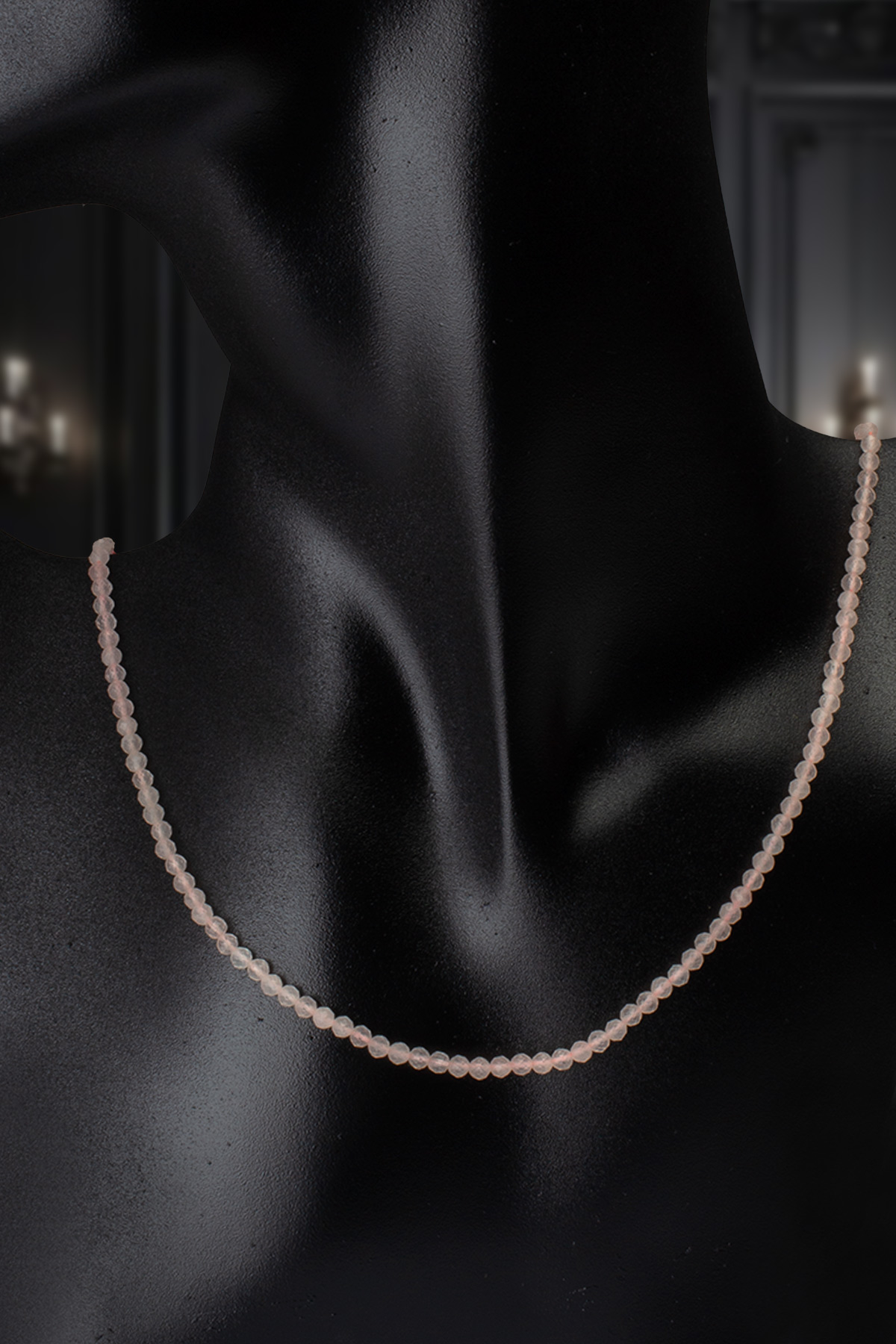 Pembe Kuvars Doğal Taş Kristal Küre Kesim 4mm Kolye