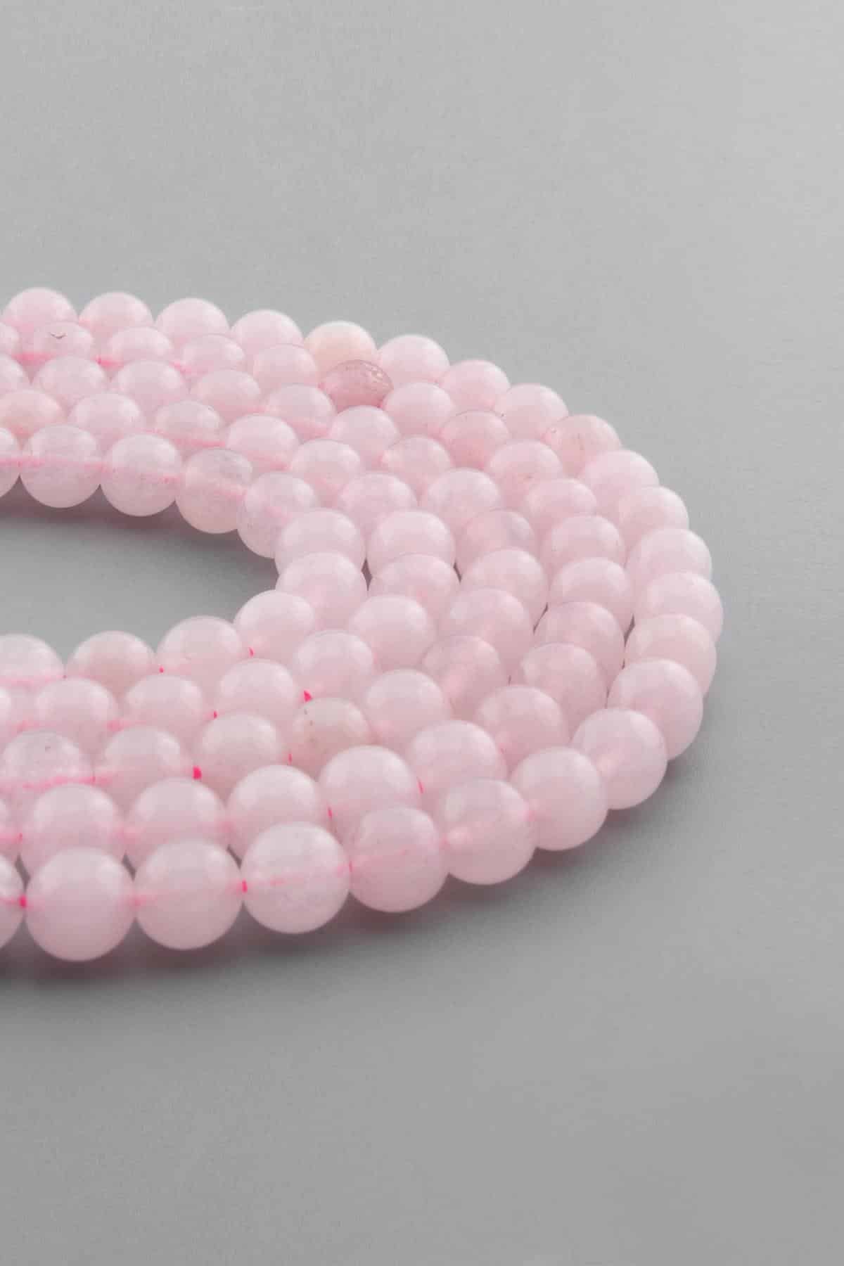 Pembe Kuvars Taşı Küre Kesim 8mm Doğal Taş Dizi