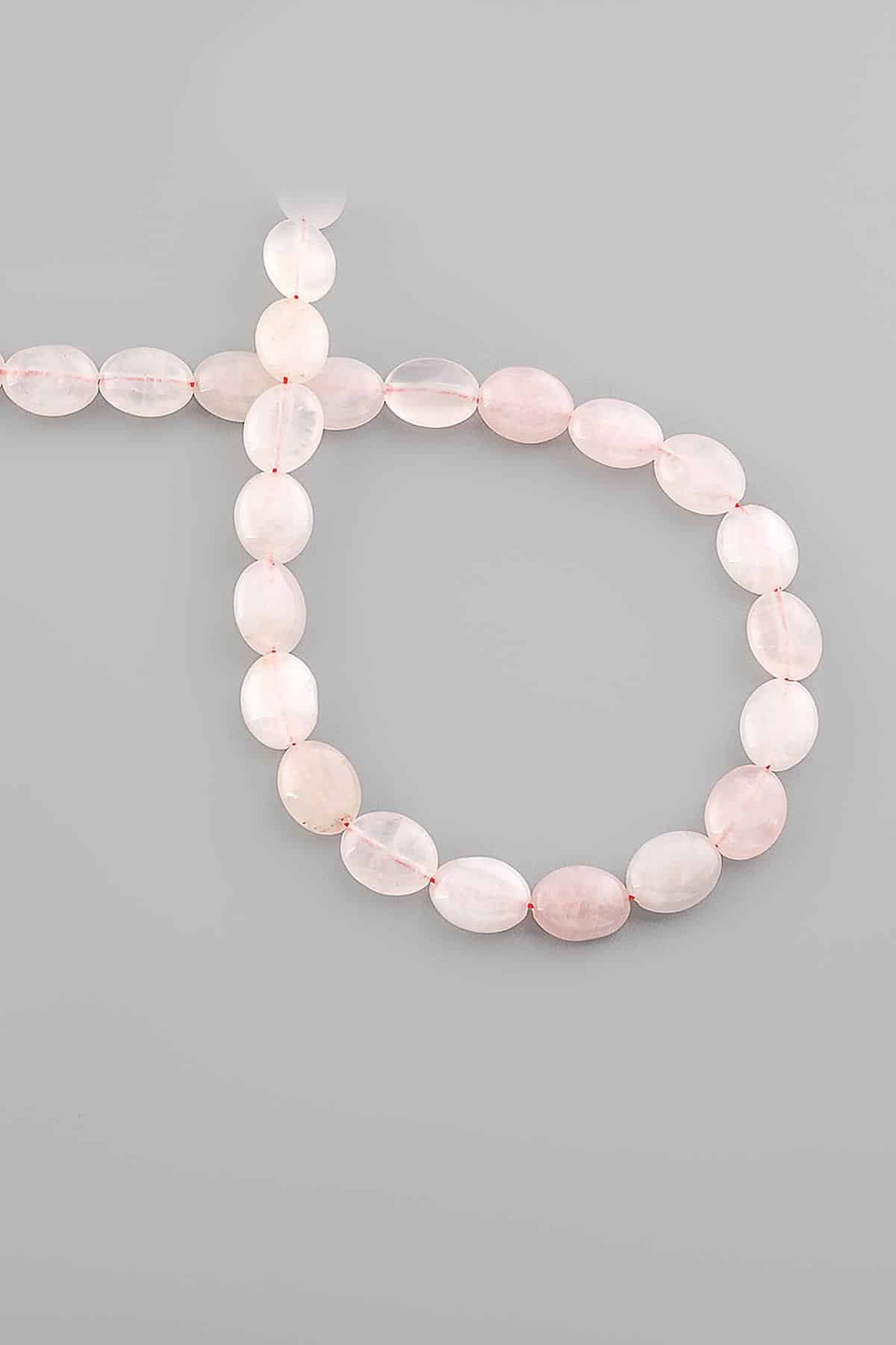 Pink Quartz Natural Stone Oval Cut 8x10mm String Of Beads