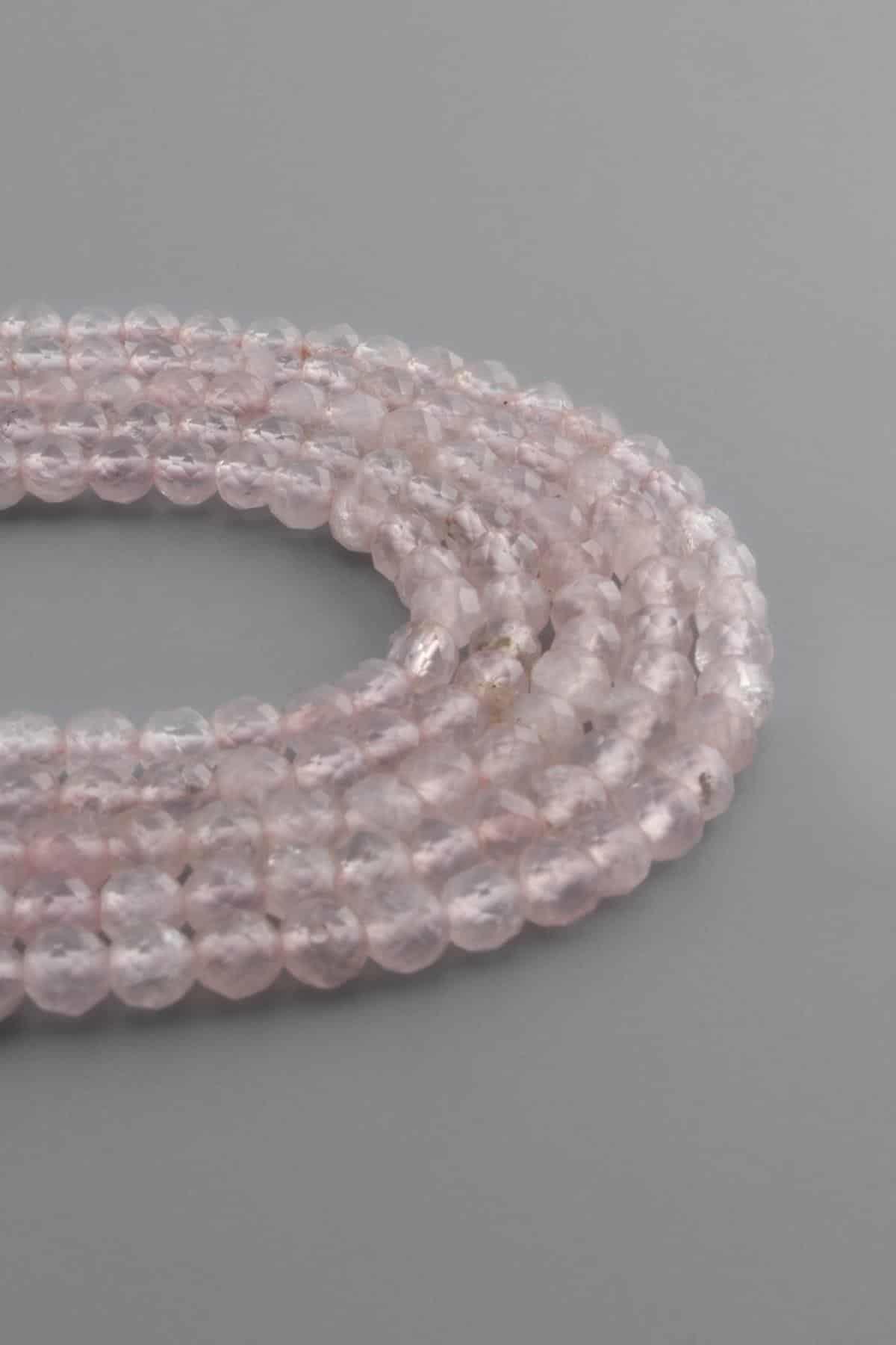 Pink Quartz Natural Stone Shiny Globe Facet Cut 6mm String Of Beads