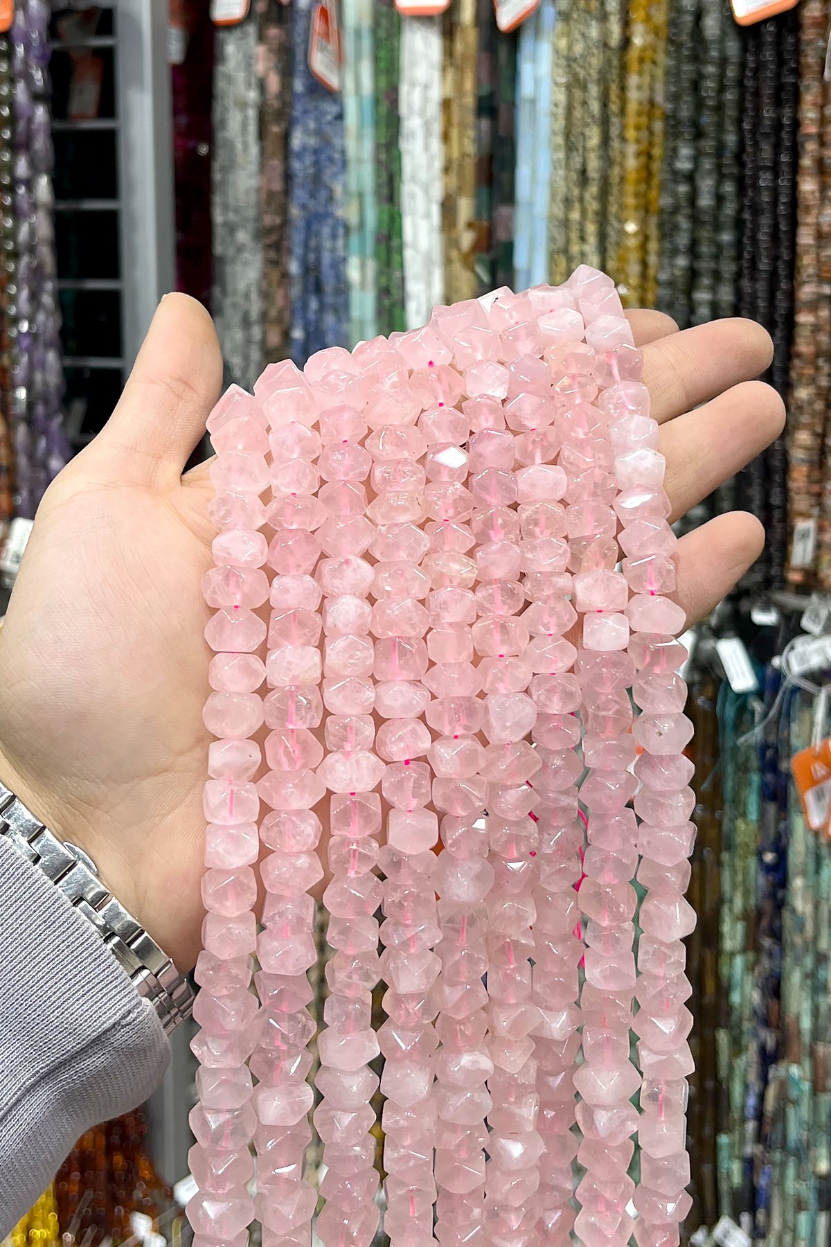 Pembe Kuvars Taşı Rondela Kesim 10x7mm Doğal Taş Dizi