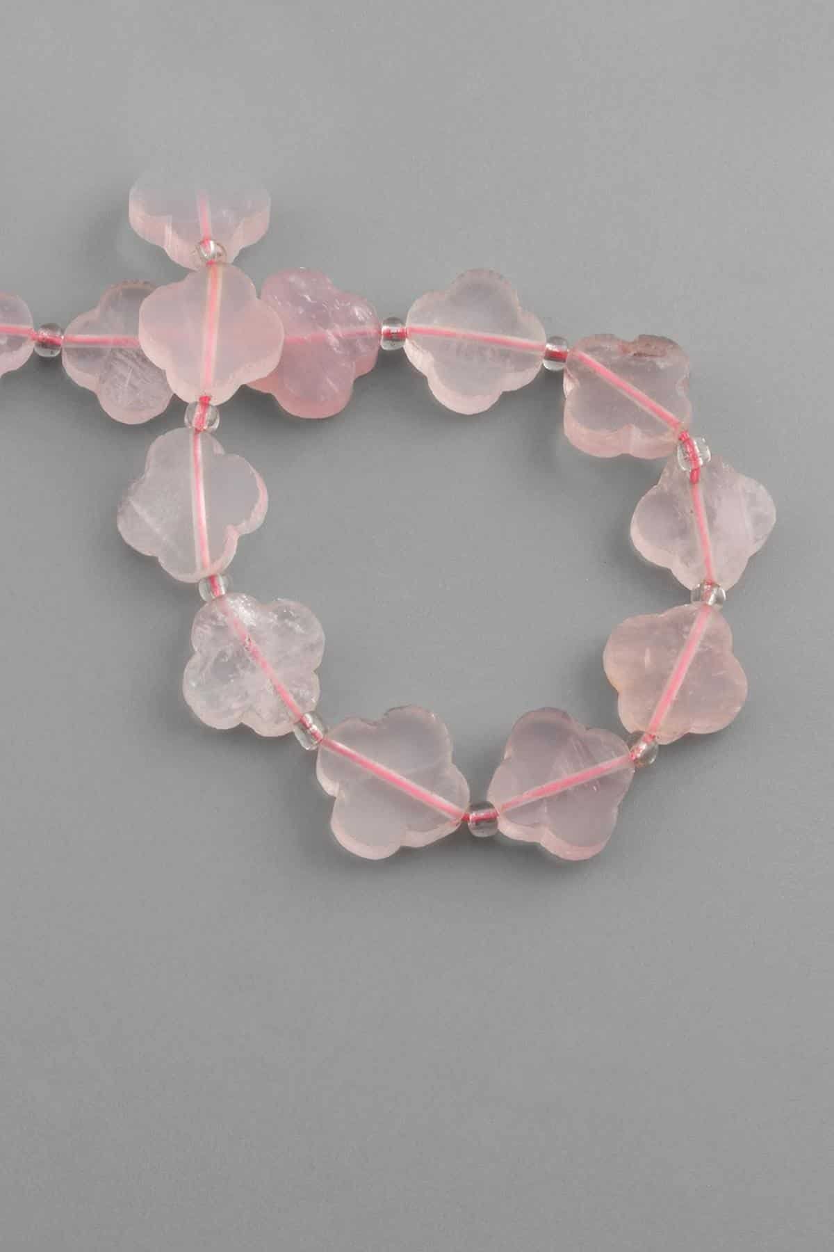 Pembe Kuvars Taşı Yonca Kesim 17x6mm Doğal Taş Dizi