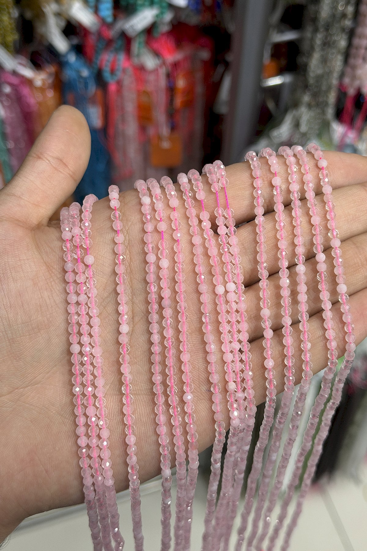 Pembe Kuvars Taşı Kristal Kesim 3mm Doğal Taş Dizi