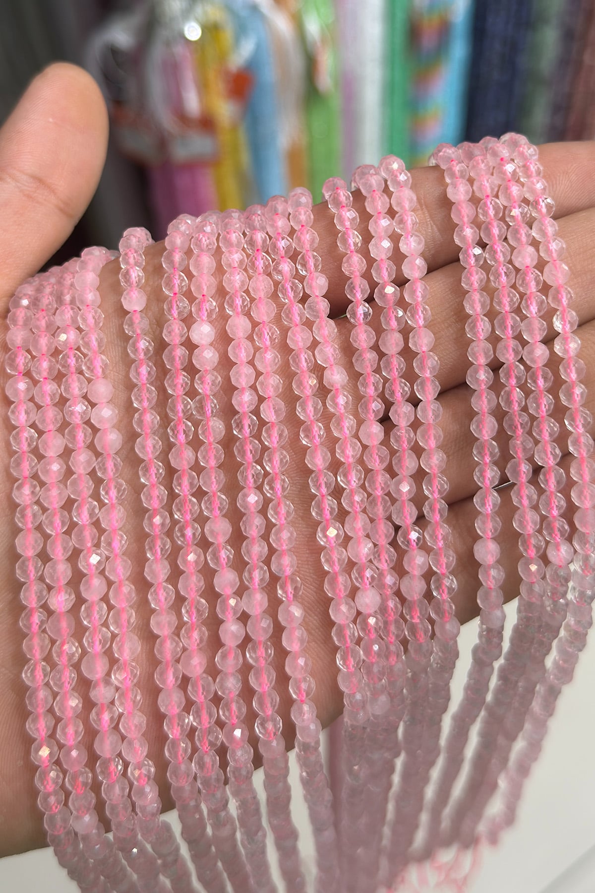 Pembe Kuvars Taşı Kristal Kesim 4mm Doğal Taş Dizi