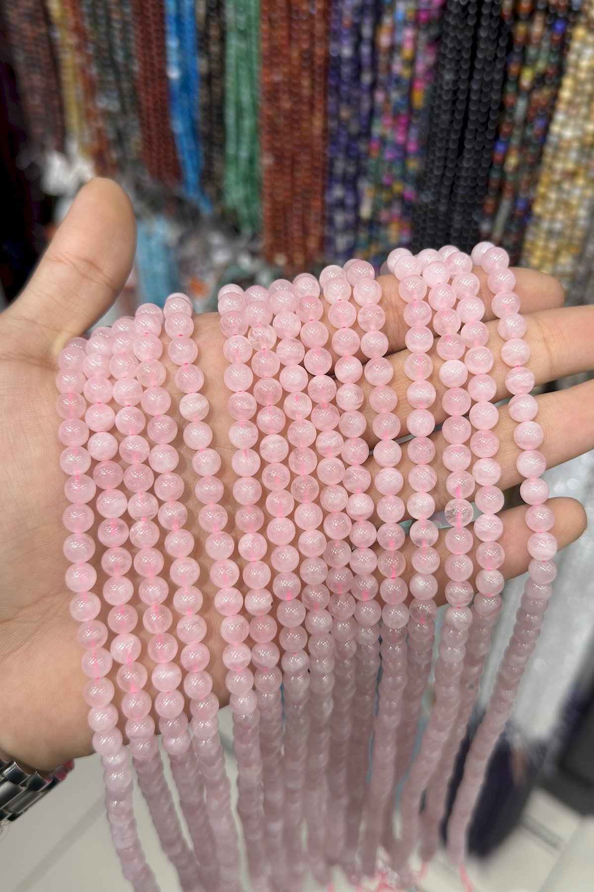 Pembe Kuvars Taşı Küre Kesim 6mm Doğal Taş Dizi
