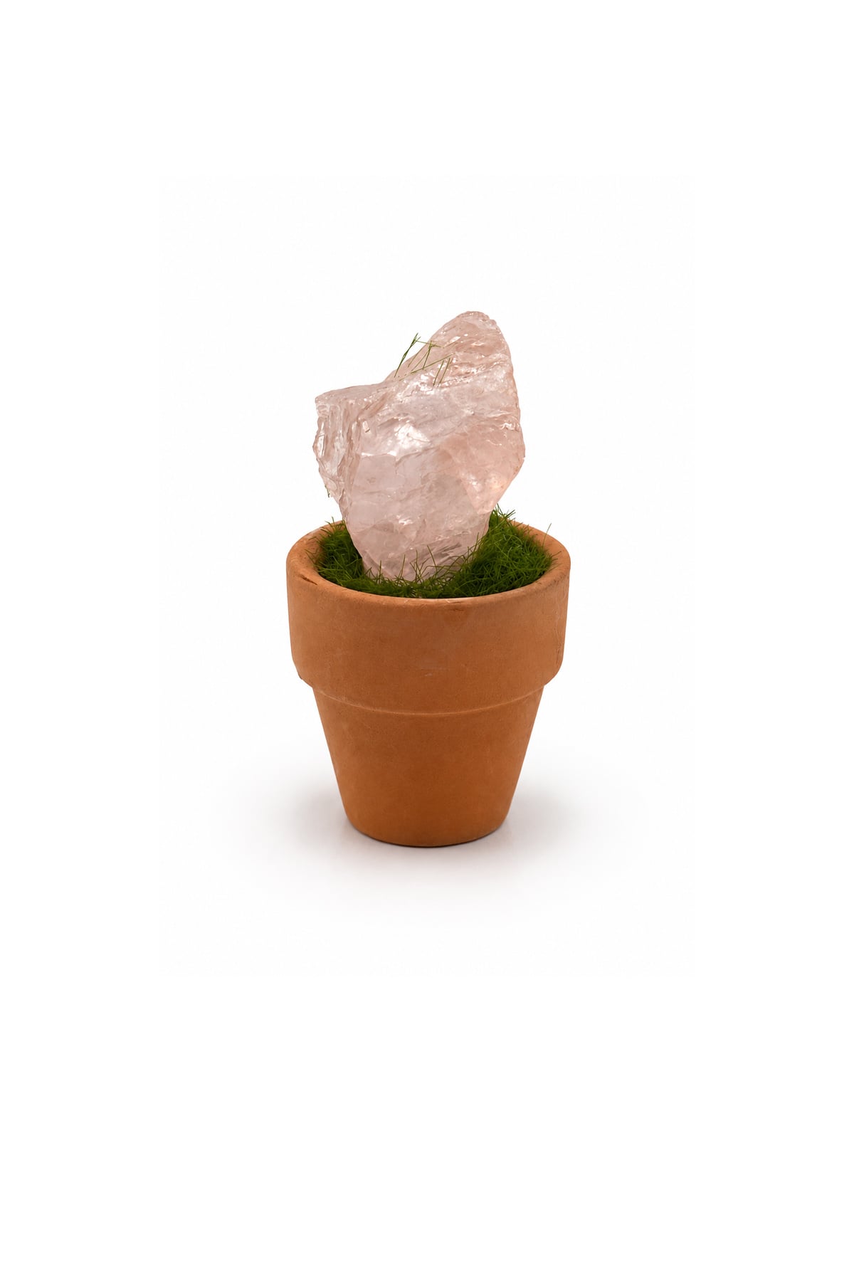 Pembe Kuvars Taşı Mini Saksı Dekor