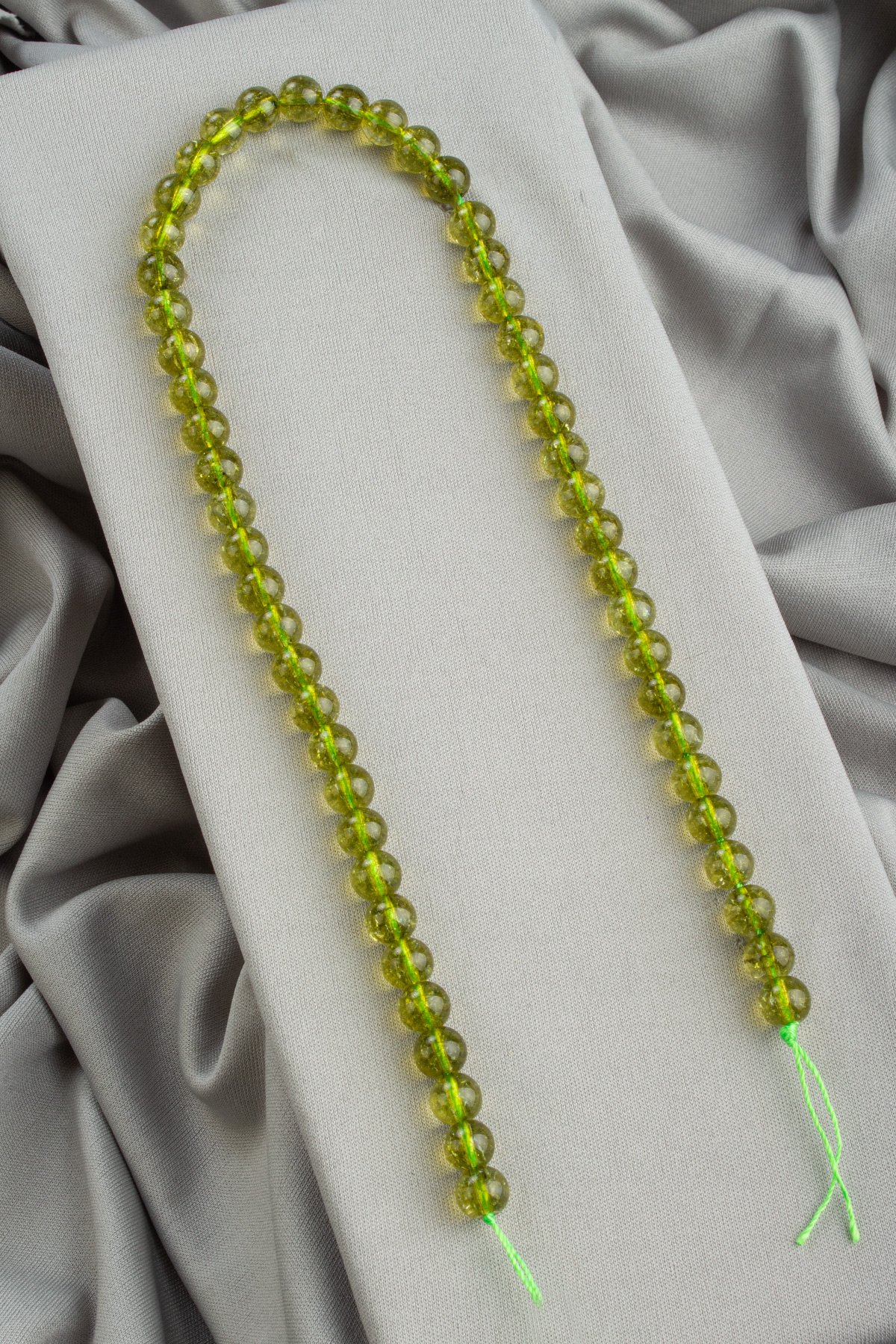 Peridot Doğal Taş Parlak Küre Kesim 8mm Dizi