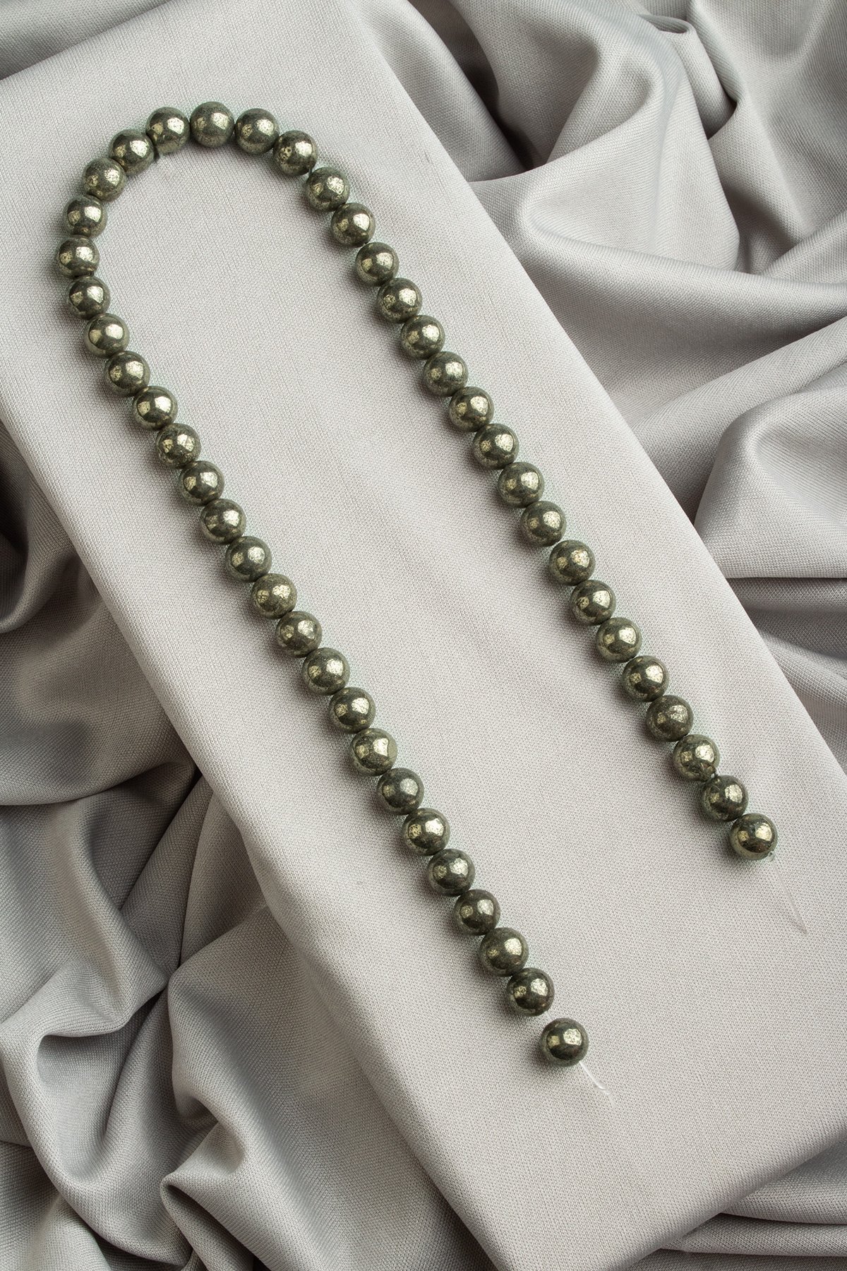 Pirit Doğal Taş Parlak Koyu Yeşil Küre Kesim 8mm Dizi [AA]