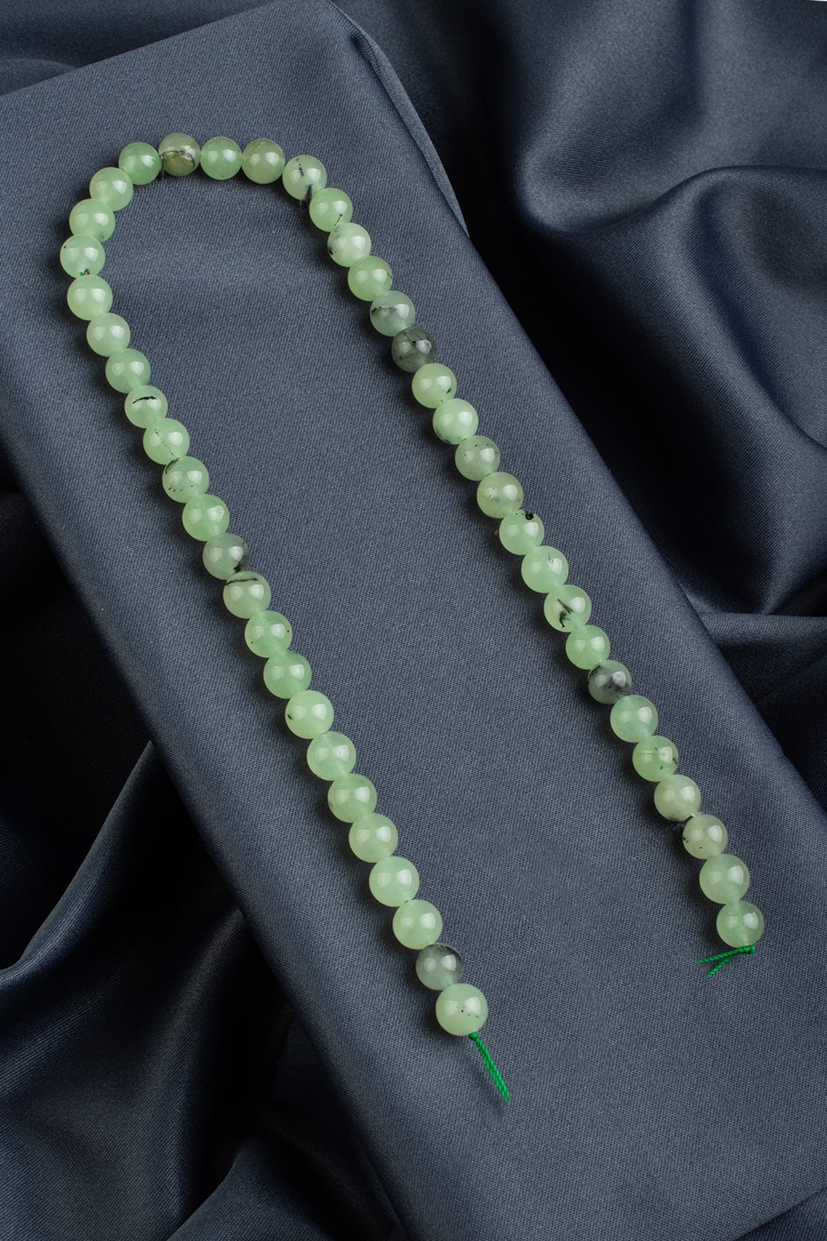 Prehnite Natural Stone Shiny Globe Cut 8mm String Of Beads