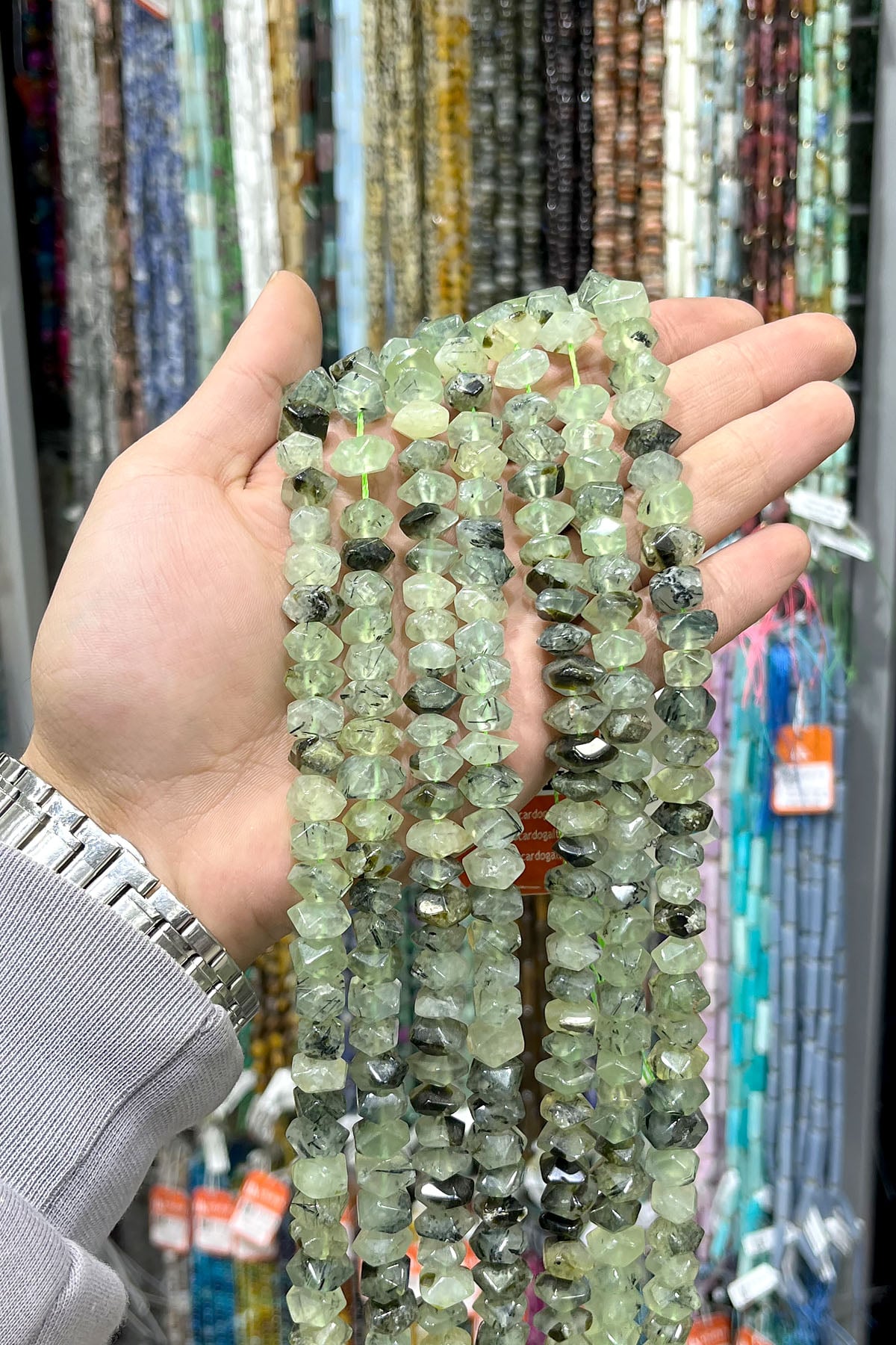 Prehnit Taşı Rondela Kesim Parlak 10x7mm Doğal Taş Dizi [AA]