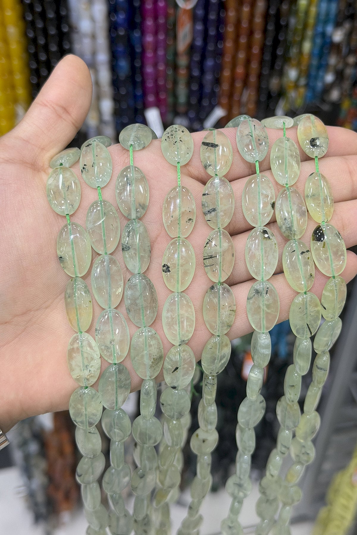Prehnit Taşı Oval Kesim 12x20mm Dizi
