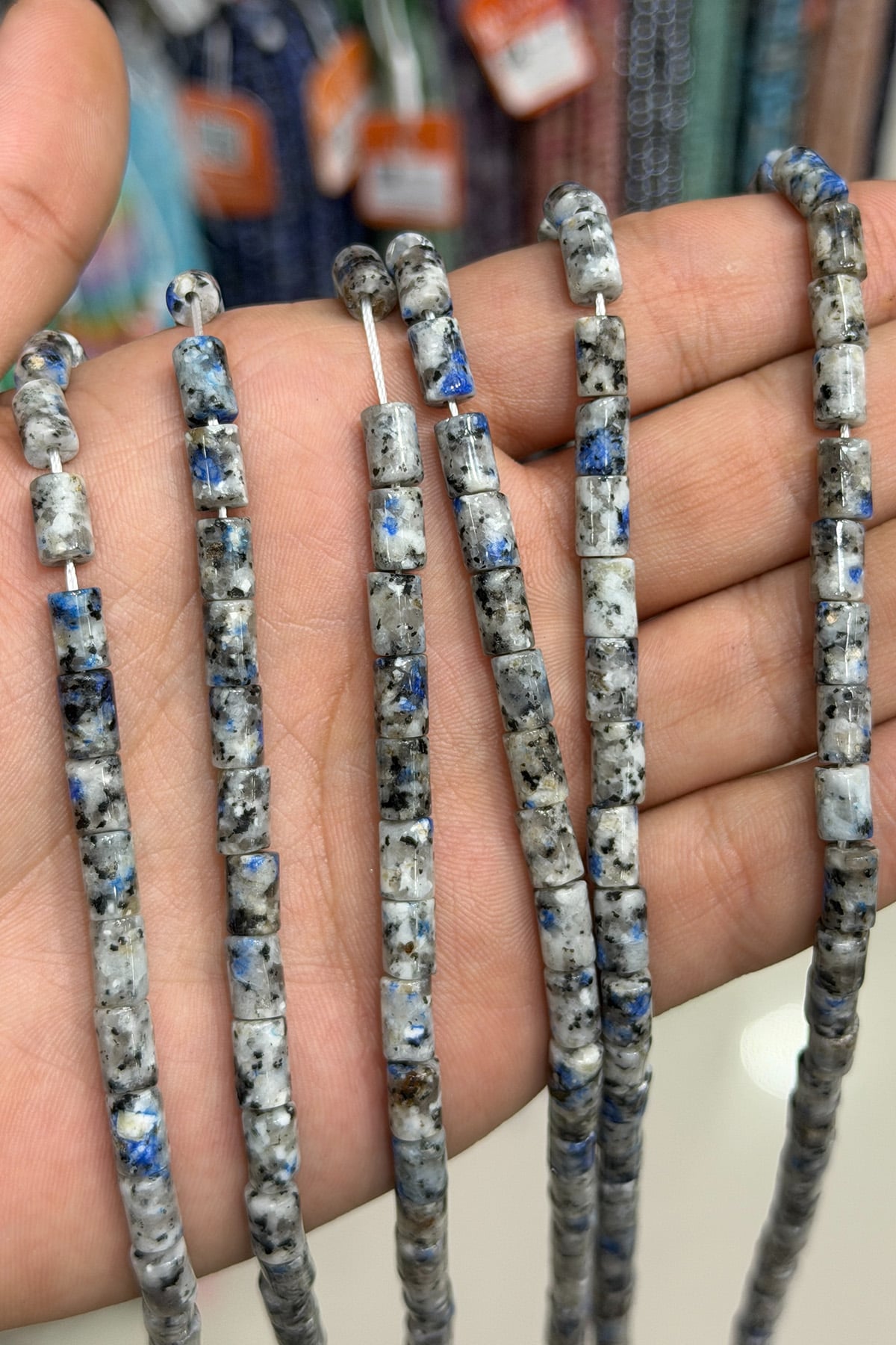 Raindrop Azurit Doğal Taş Silindir Kesim 5x8mm Dizi