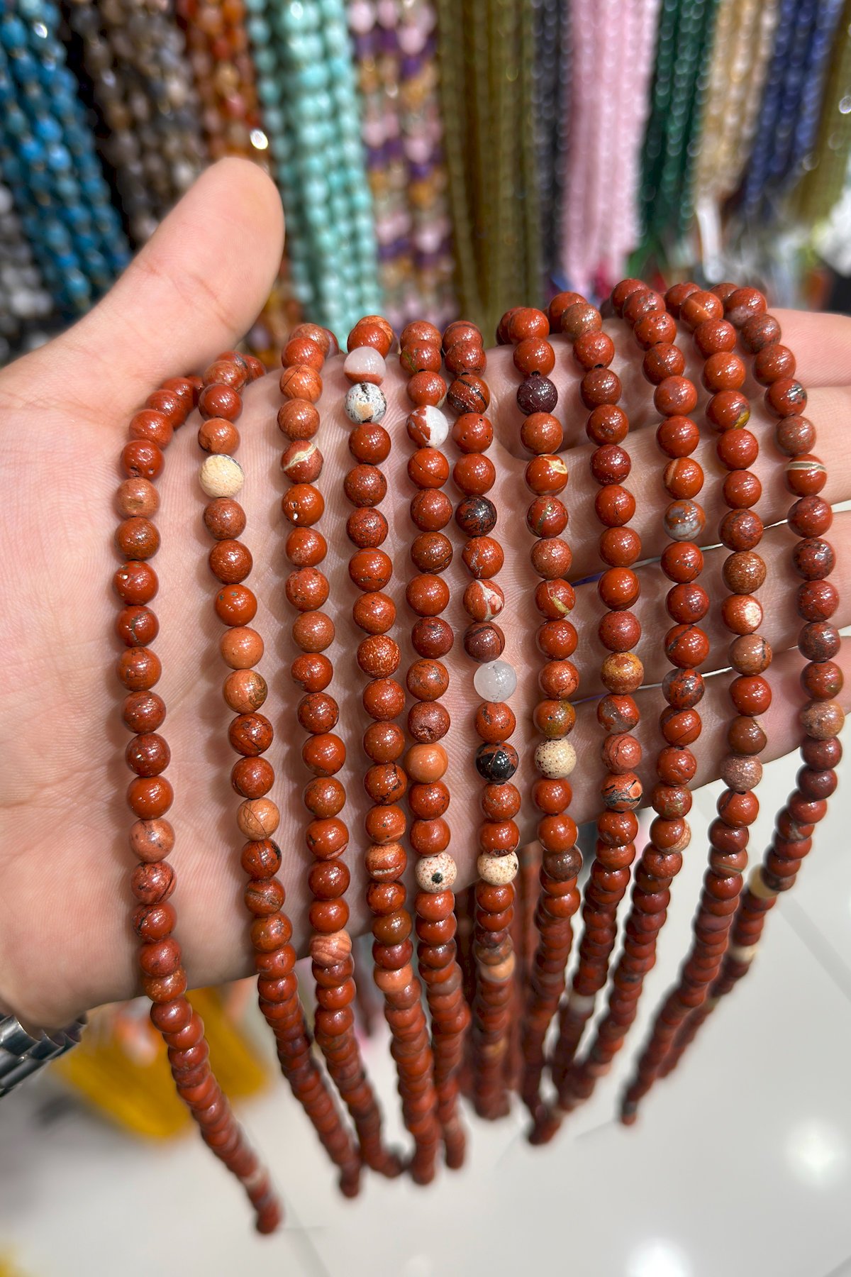Red Jasper Stone Round-Cut Shiny Red 6mm Bead Strand [AA]