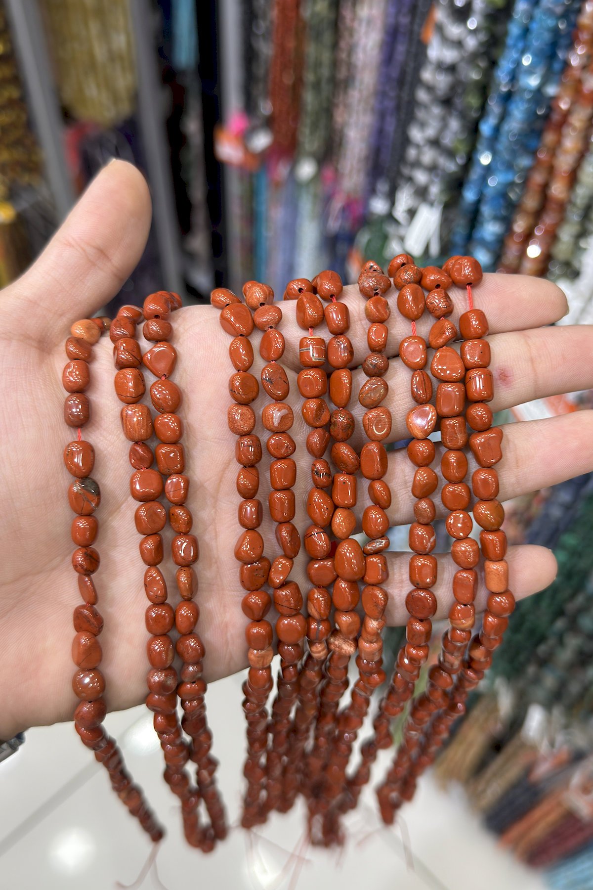 Red Jasper Taşı Tımbıl Kesim 6x8mm Doğal Taş Dizi