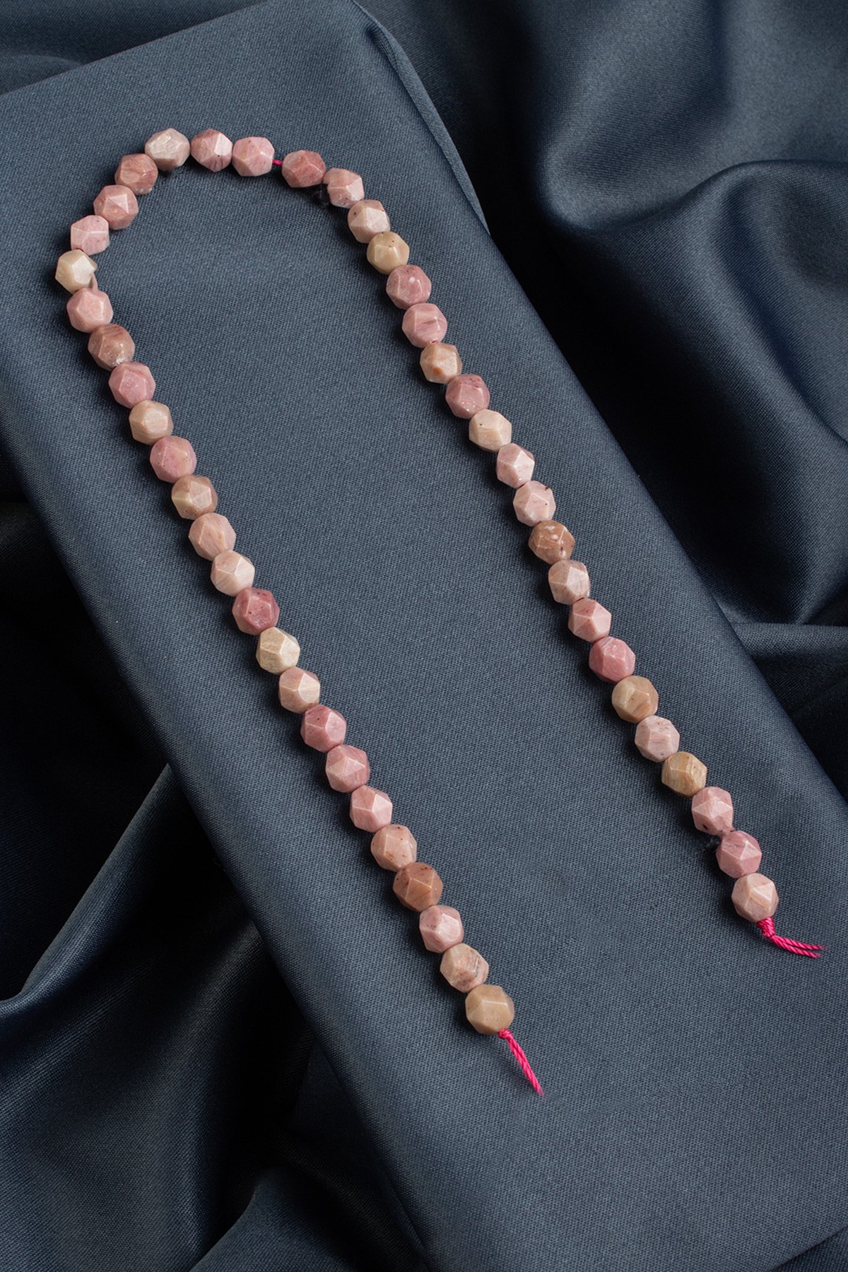 Rodonit Doğal Taş Parlak Pembe Hegzagonal Kesim 8mm Dizi [AA]