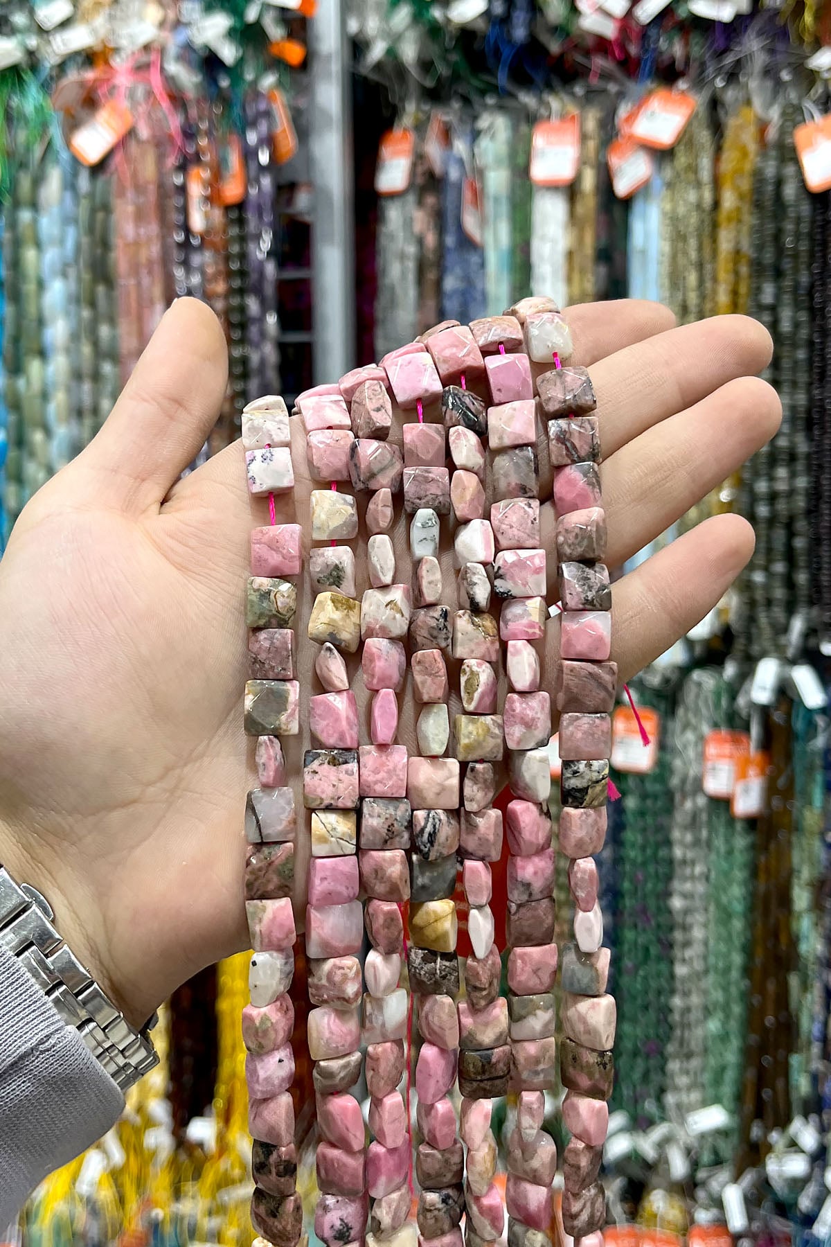 Rodonit Taşı Yassı Kare Özel Kesim 10x5mm Doğal Taş Dizi