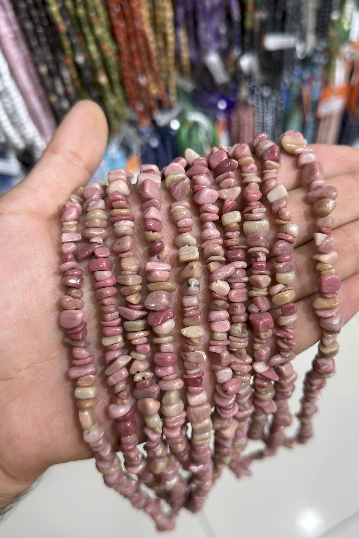 Rodonit Doğal Kırık Taş Açık  Pembe Dizi