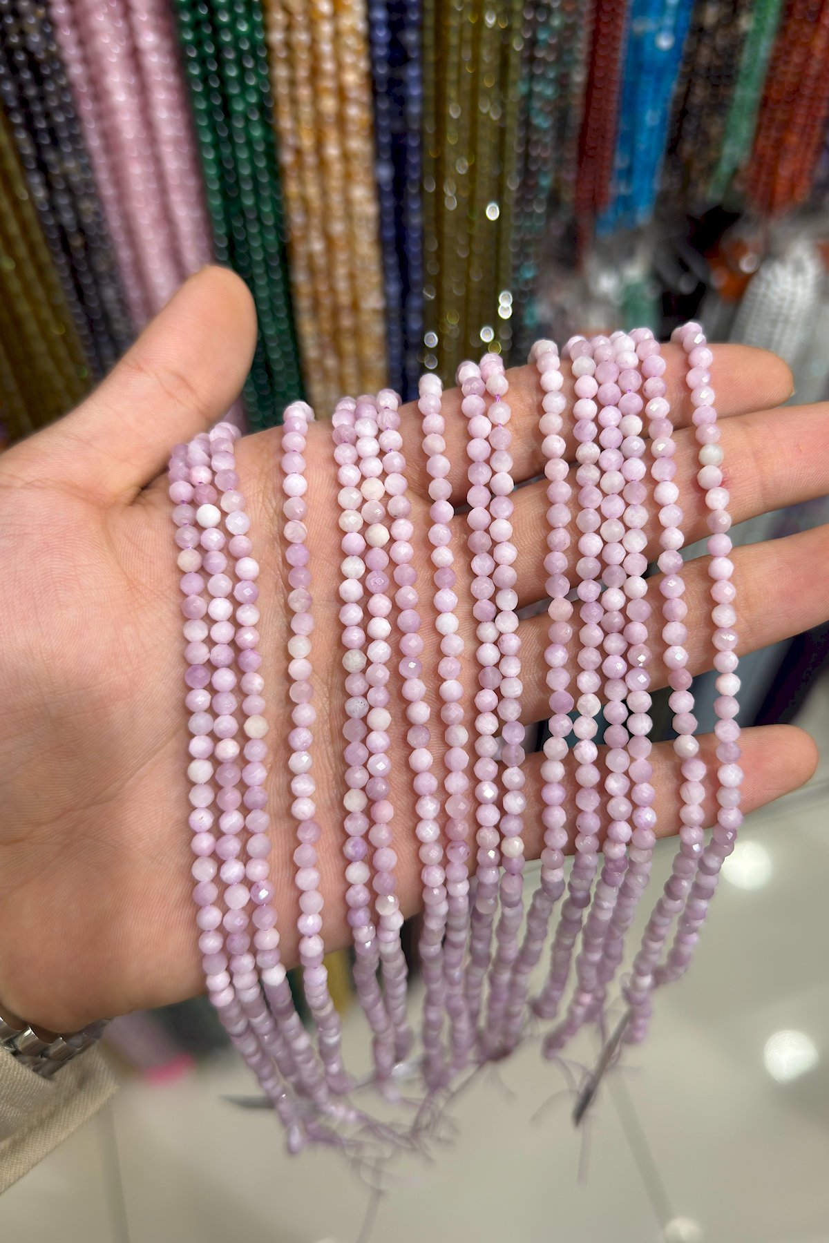 Rose Kunzite Faceted Round Rose 4mm Bead Strand