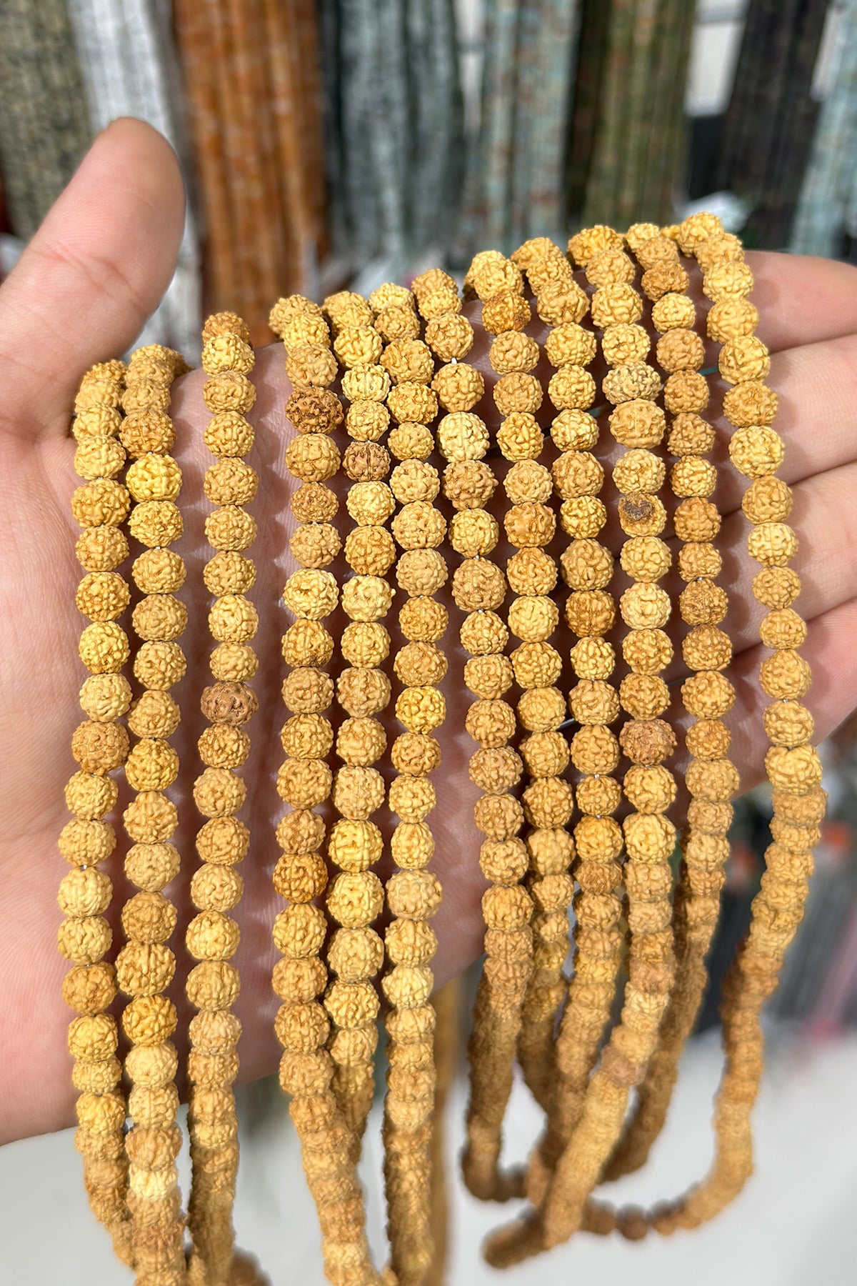 Rudraksha Tohumu Küre Kesim Mat Kahverengi 6x8mm Doğal Taş Dizi [AA]