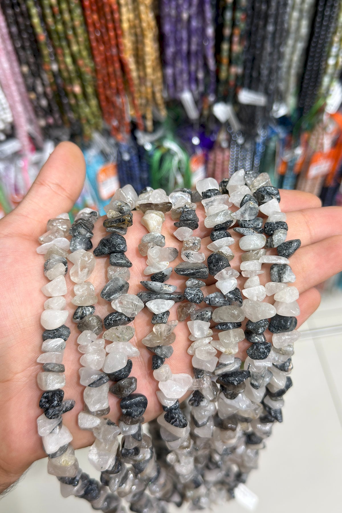 Rutile Quartz Natural Large Broken Stone Shiny String Of Beads