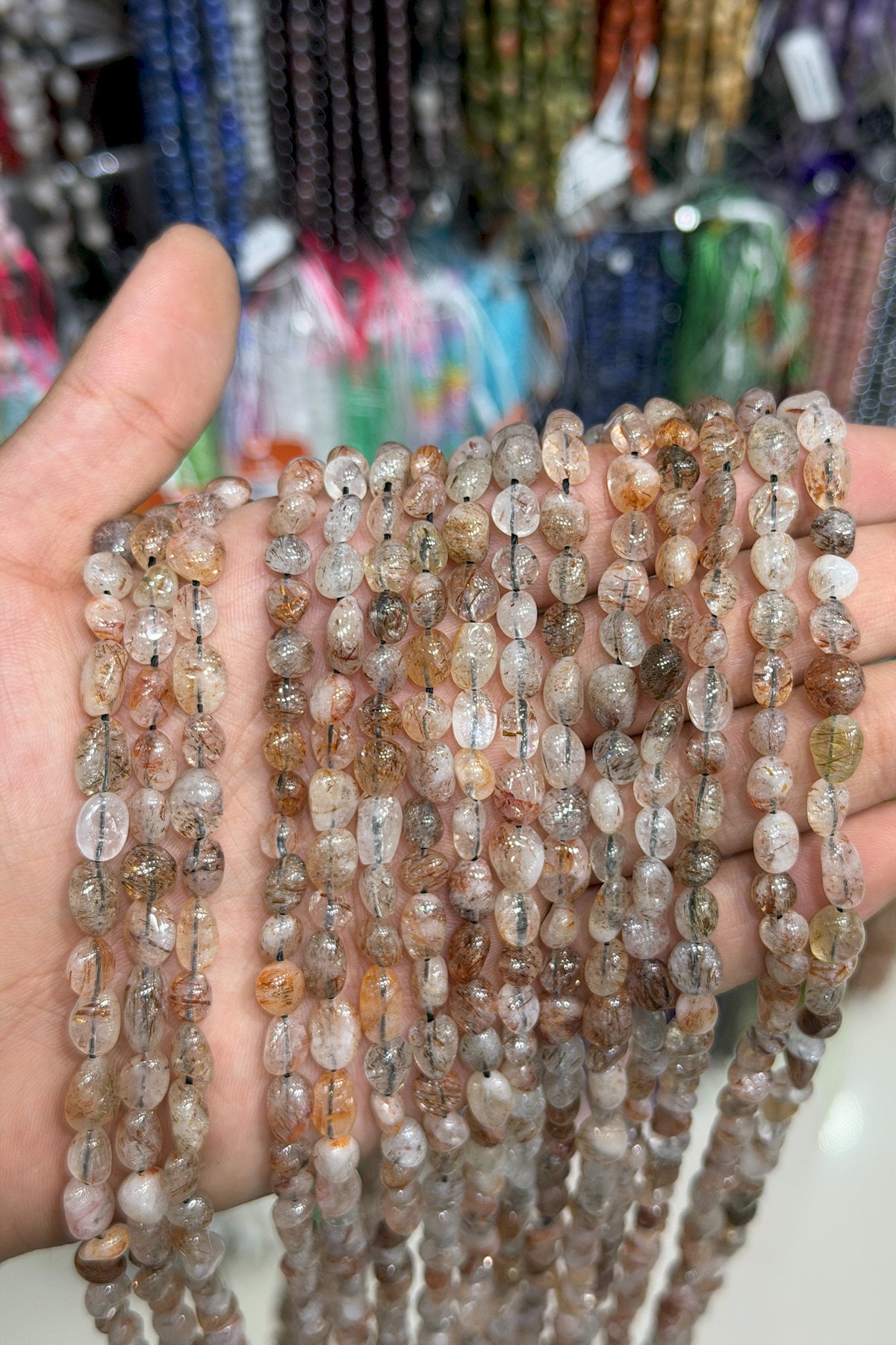 Rutil Kuvars Taşı Kahverengi Tımbıl Kesim 6x8mm Doğal Taş Dizi