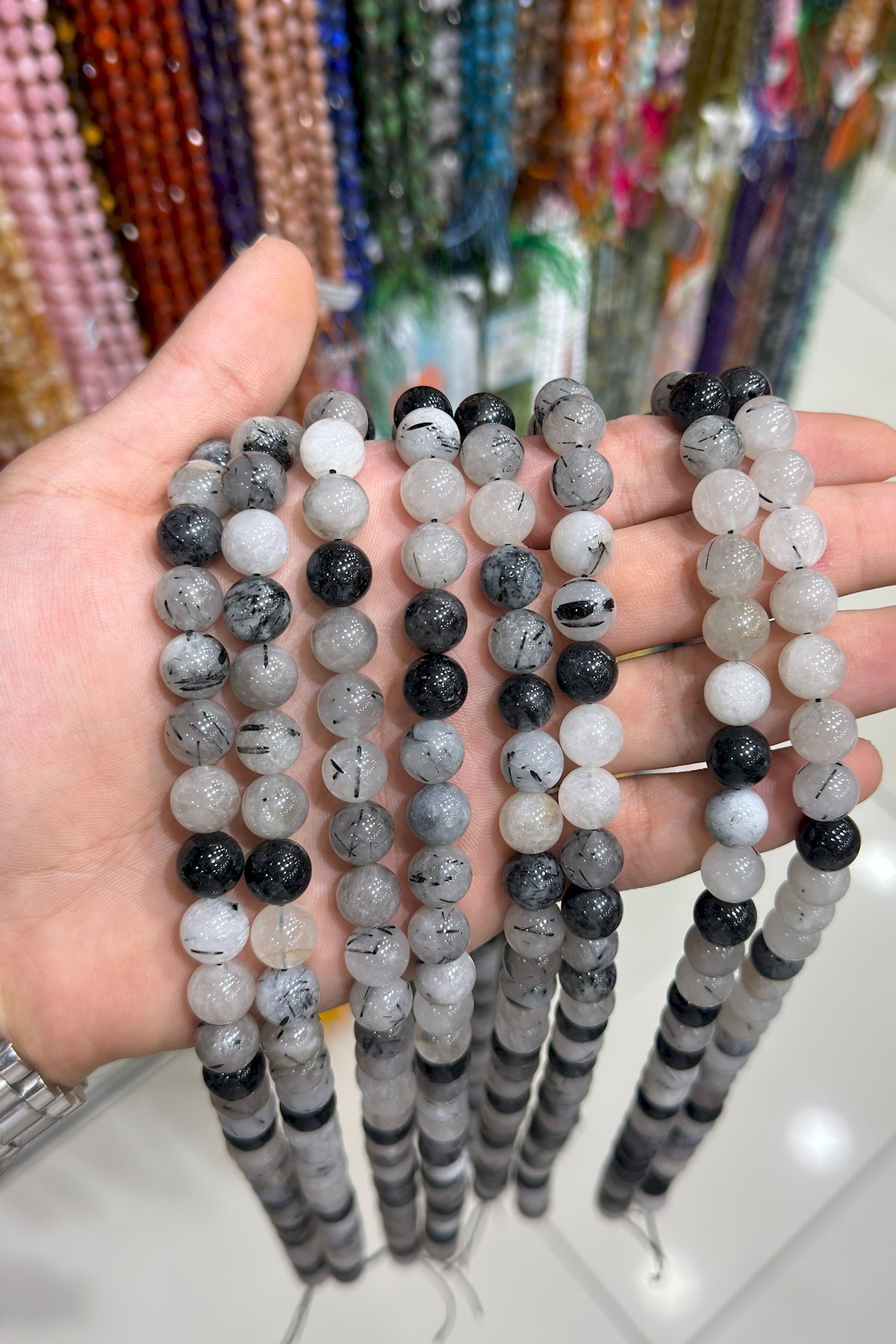 Rutil Kuvars Taşı Küre Kesim 10mm Doğal Taş Dizi