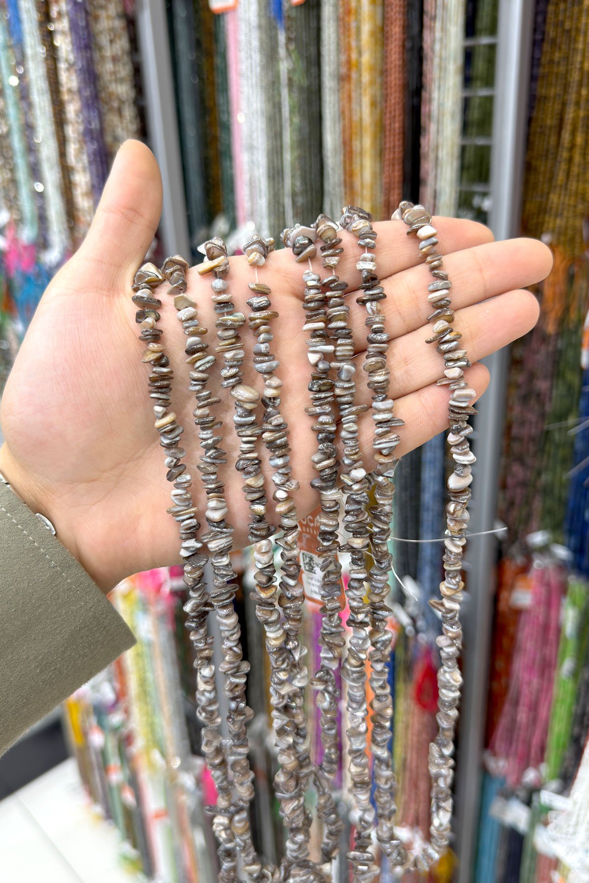 Sedef Doğal Kırık Taş Parlak Kahverengi 5x8mm Dizi [AB+]