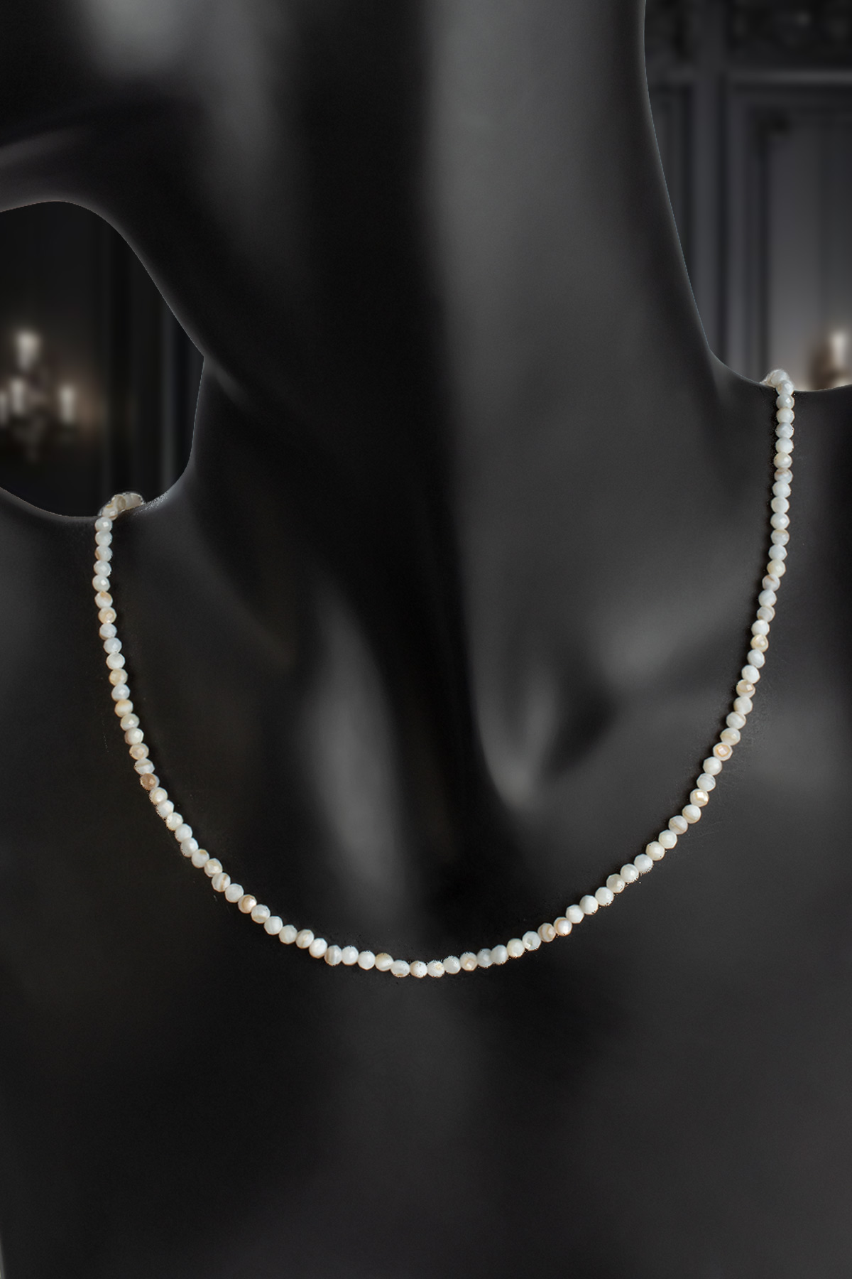 Sedef Doğal Taş Kristal Küre Kesim 3mm Kolye