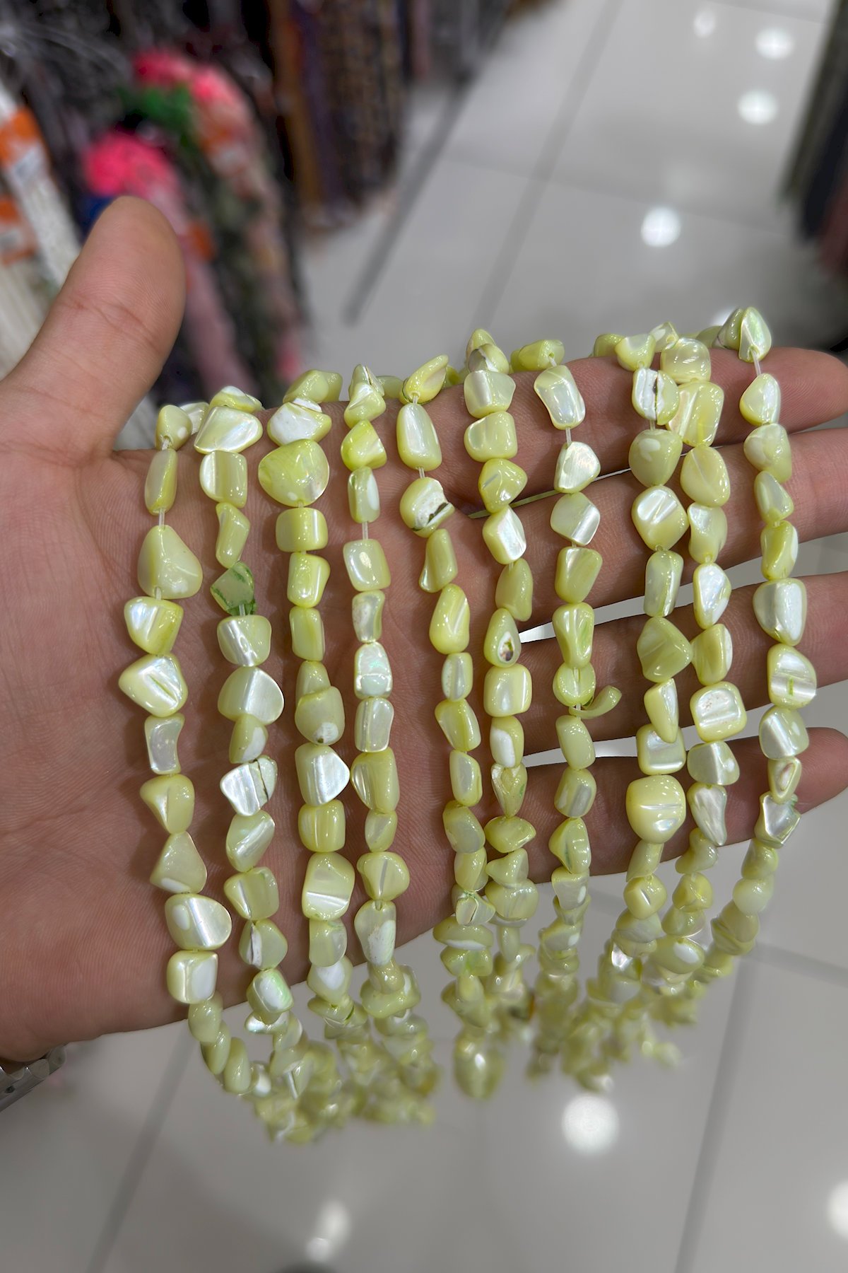 Sedef Doğal Taş Mat Limoni Amorf Kesim 8x5mm Dizi [AB+]
