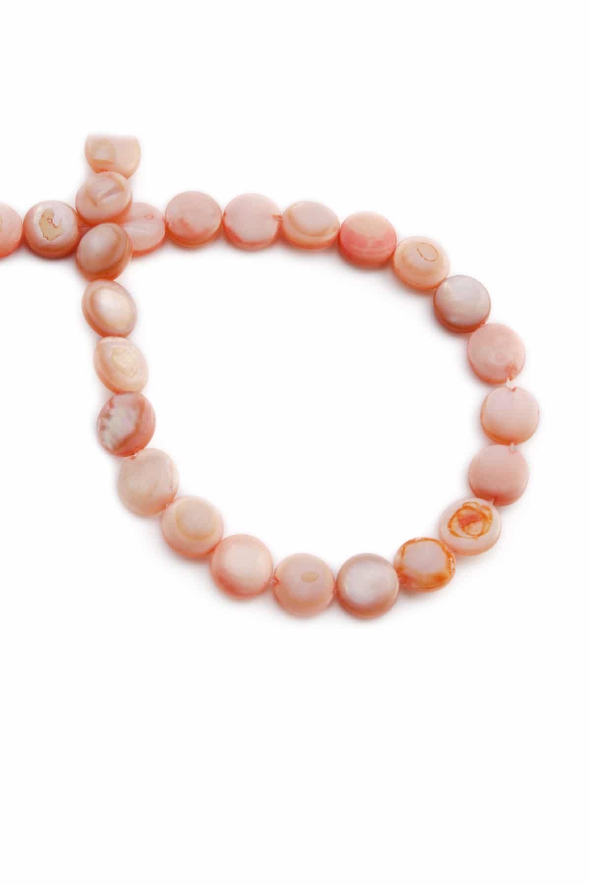 Sedef Taşı Daire Kesim Parlak Açık Pembe 9x3mm Doğal Taş Dizi [AB+]