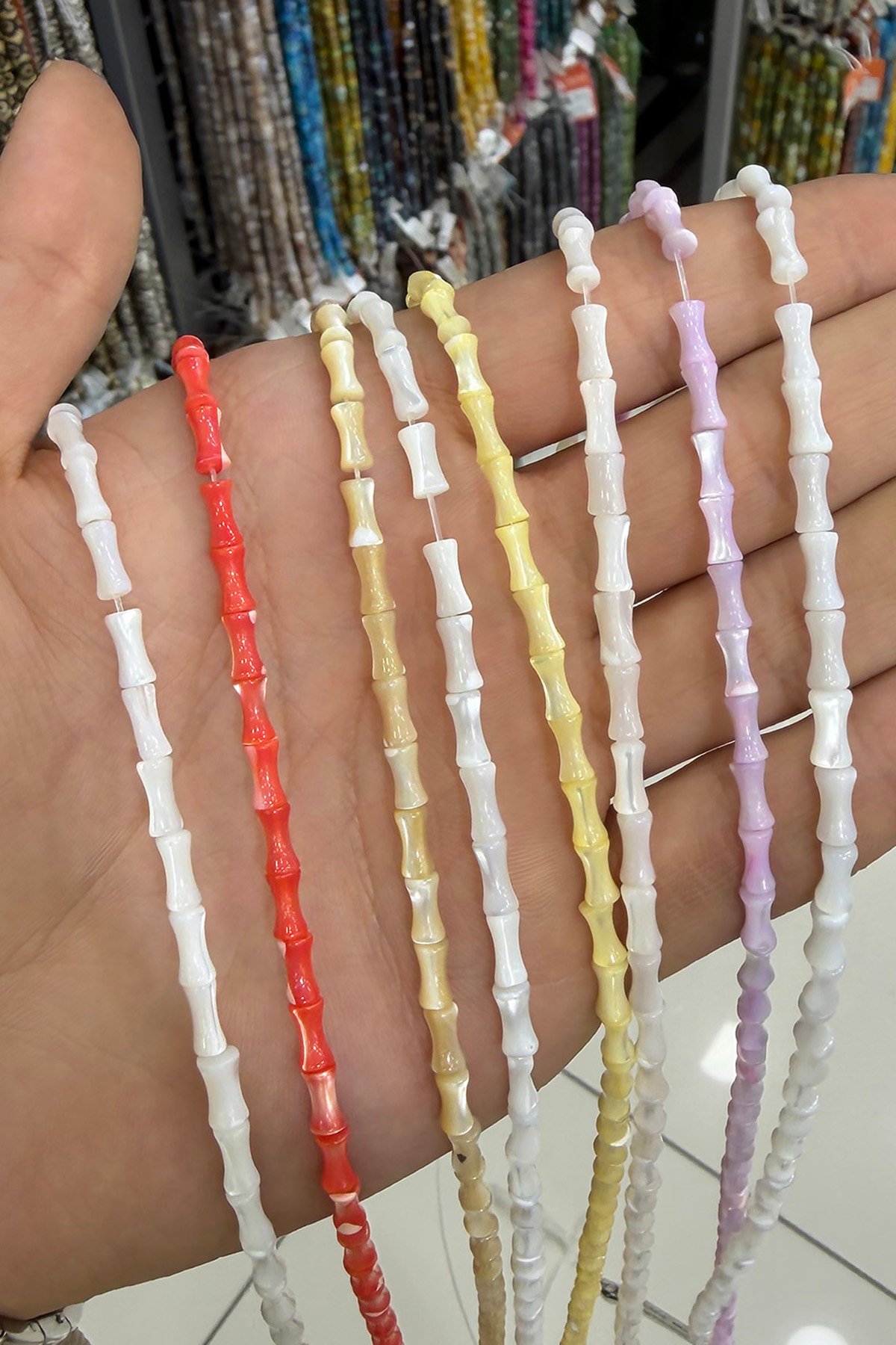 Sedef Taşı 4x7mm Kemik Kesim Doğal Taş Diziler
