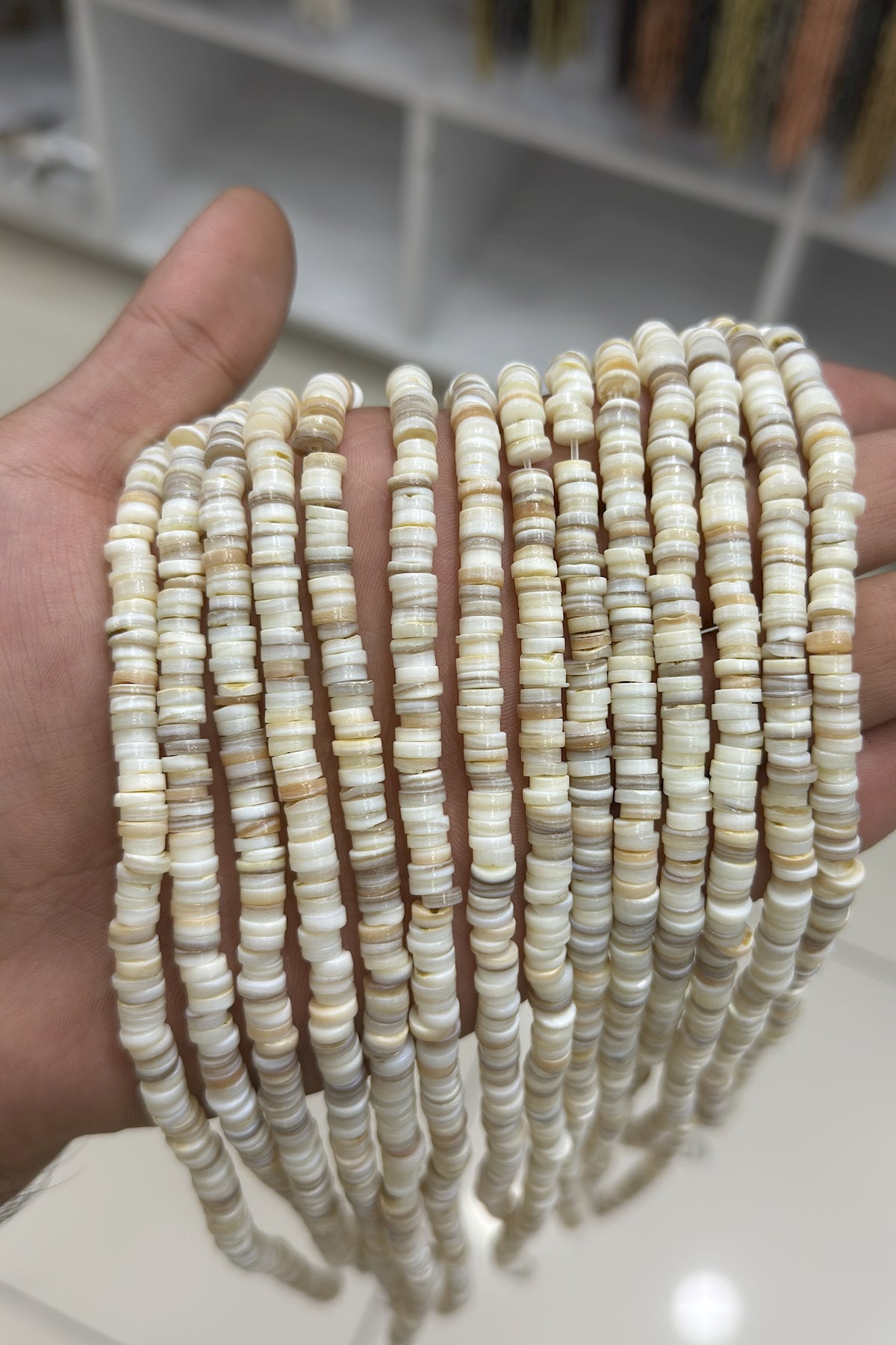 Sedef Taşı 6x2mm Dore Kesim Doğal Taş Diziler
