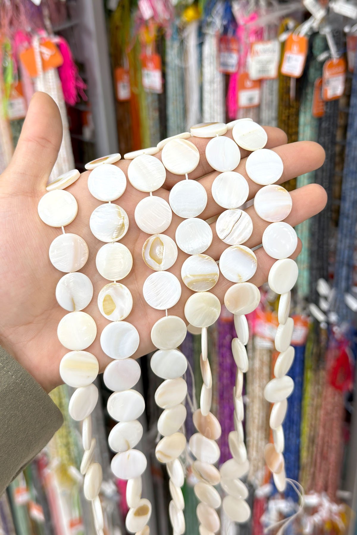 Sedef Doğal Taş Parlak Beyaz Daire Kesim 18mm Dizi Ab+