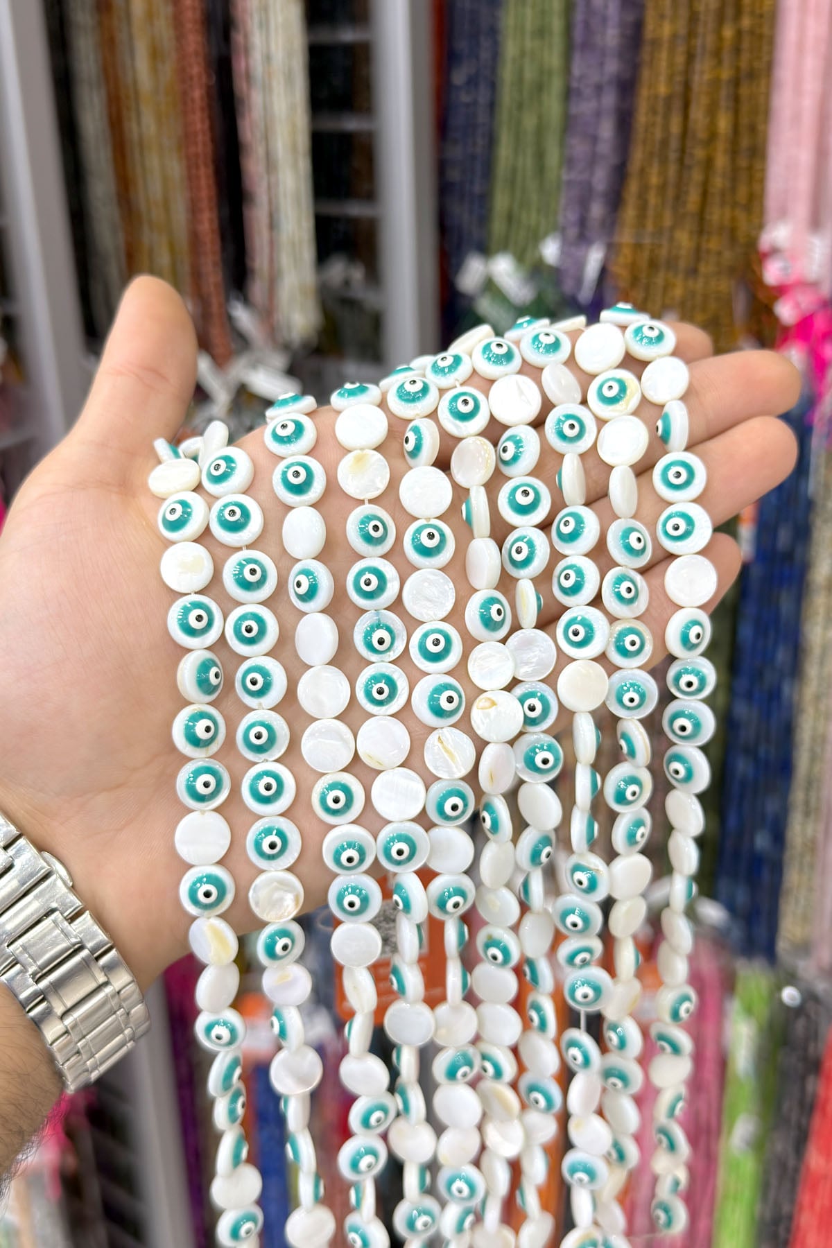 Sedef Taşı Daire Kesim Parlak Yeşil 9x3mm Doğal Taş Dizi [AA]