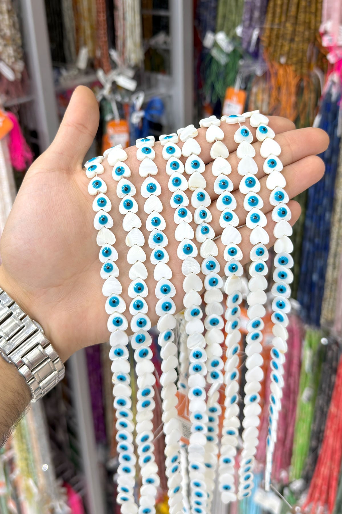Sedef Taşı Kalp Kesim Parlak Mavi 10x3mm Doğal Taş Dizi [AA]