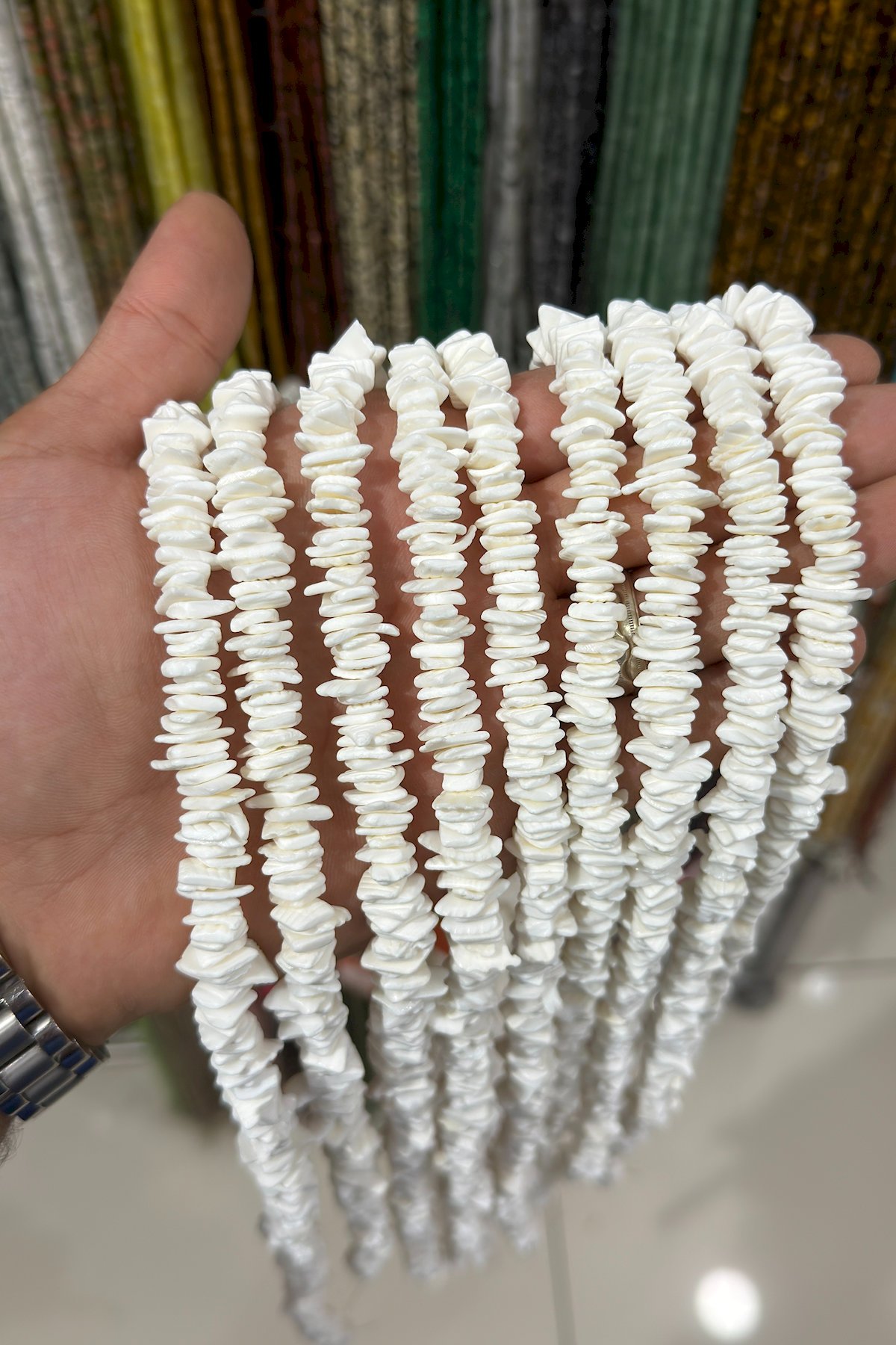 Sedef Taşı Rondela Kesim 12x13mm Beyaz Dizi