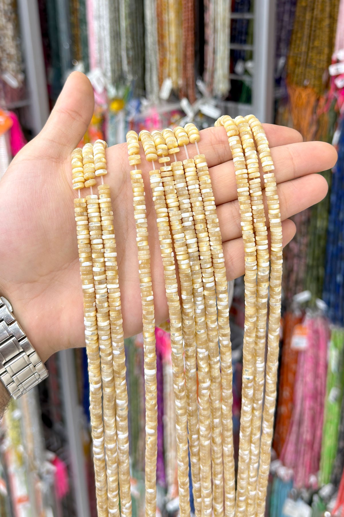 Sedef Taşı Rondela Kesim Parlak Kahverengi 6x2mm Doğal Taş Dizi [AA]