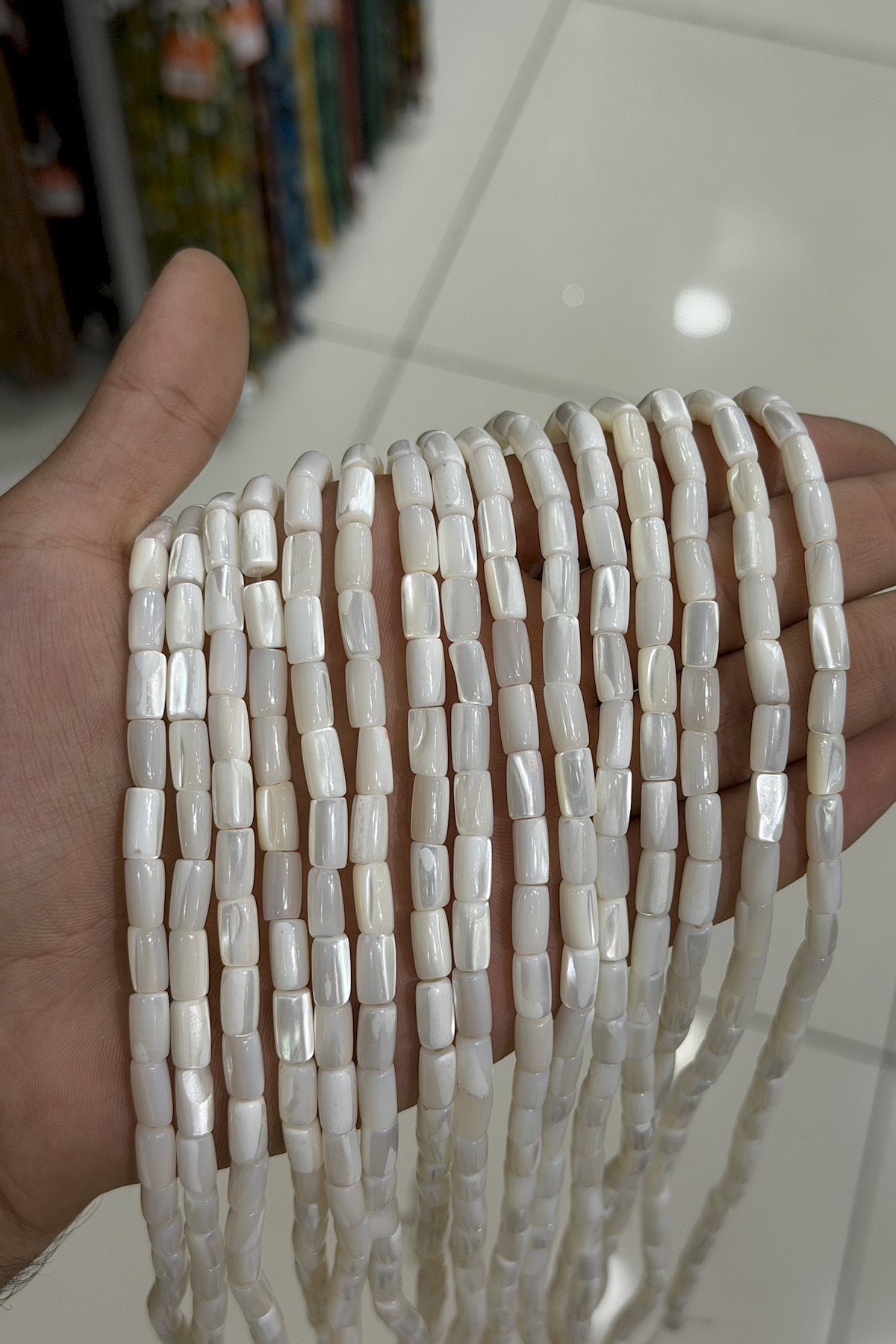 Sedef Taşı Silindir Kesim Parlak Pembe 6x10mm Doğal Taş Dizi [AA]