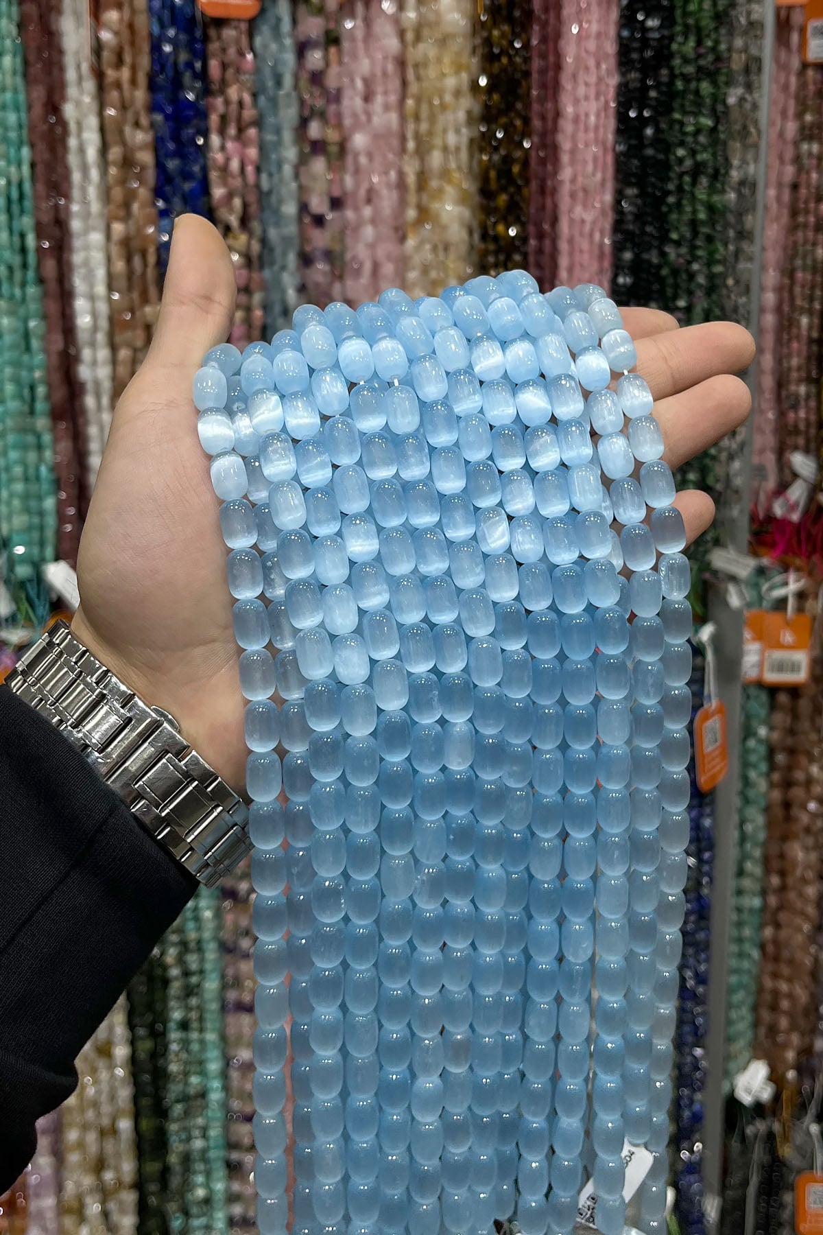 Selenit Taşı Mavi Kapsül Kesim 8x12mm Dizi
