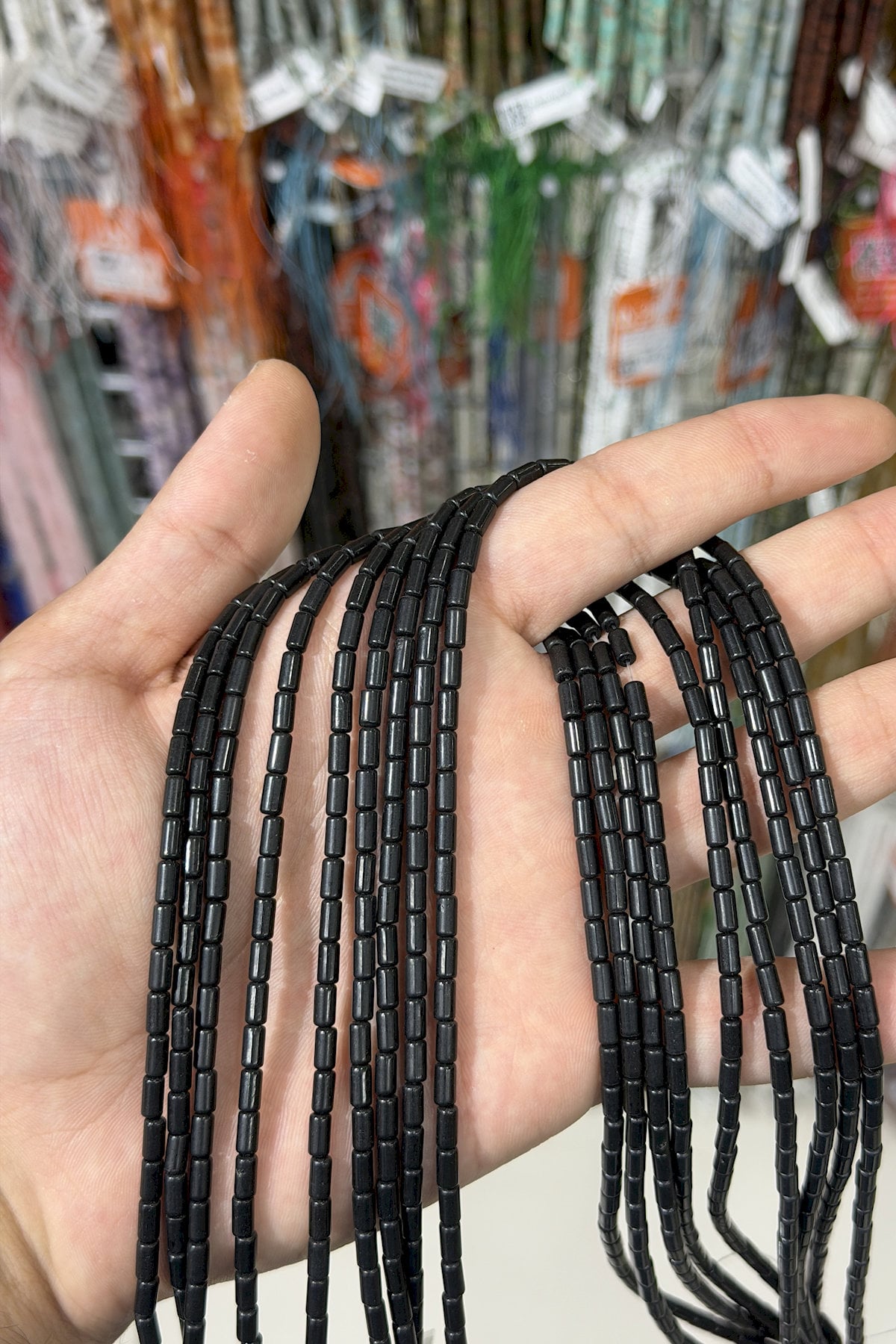 Shungite Natural Stone Cylinder Cut 3x6mm String Of Beads