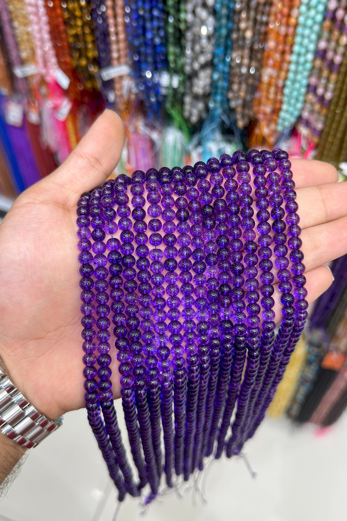 Sıkma Ametist Taşı Parlak Küre Kesim 6mm